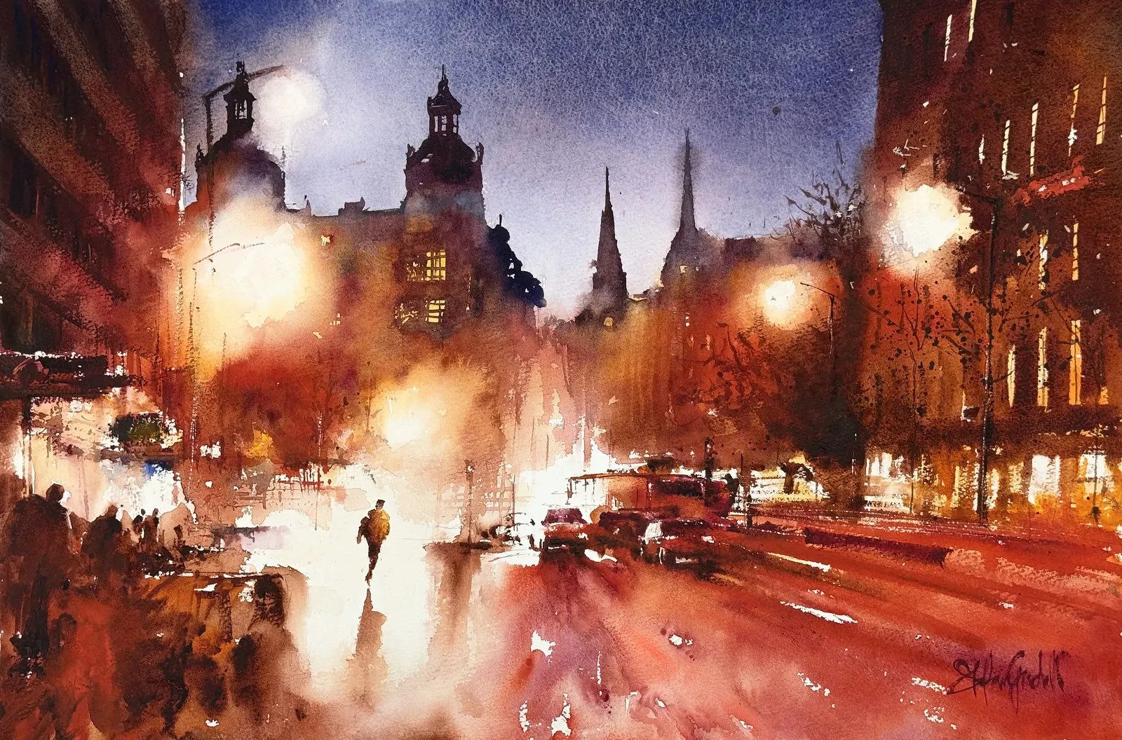 Akvarell Vasagatan av Stefan Gadnell