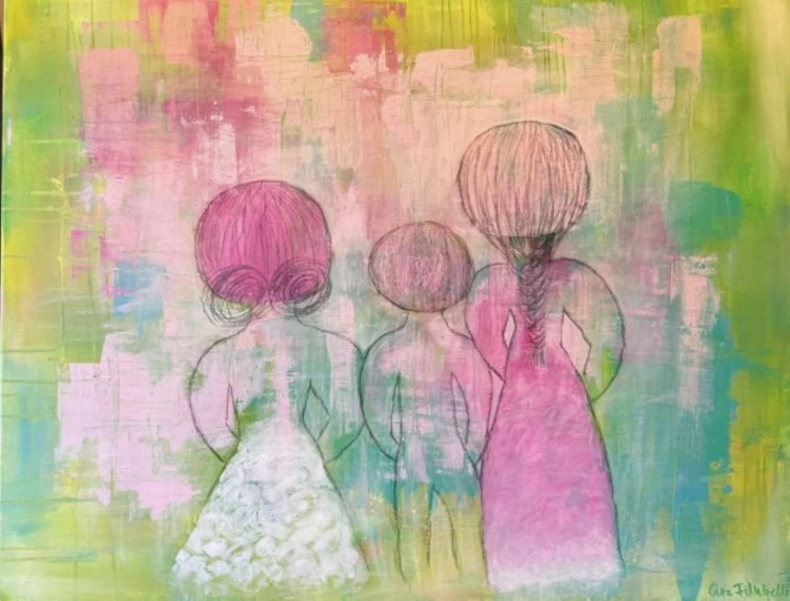 Akrylmålning Modern och barn av Eva Filubelli