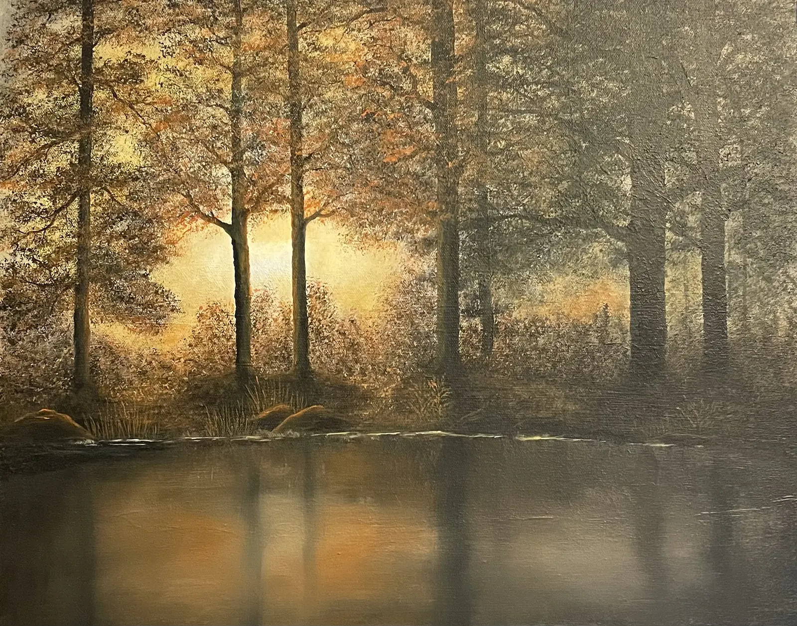 Akrylmålning Vattendrag höst av Annika Handfast