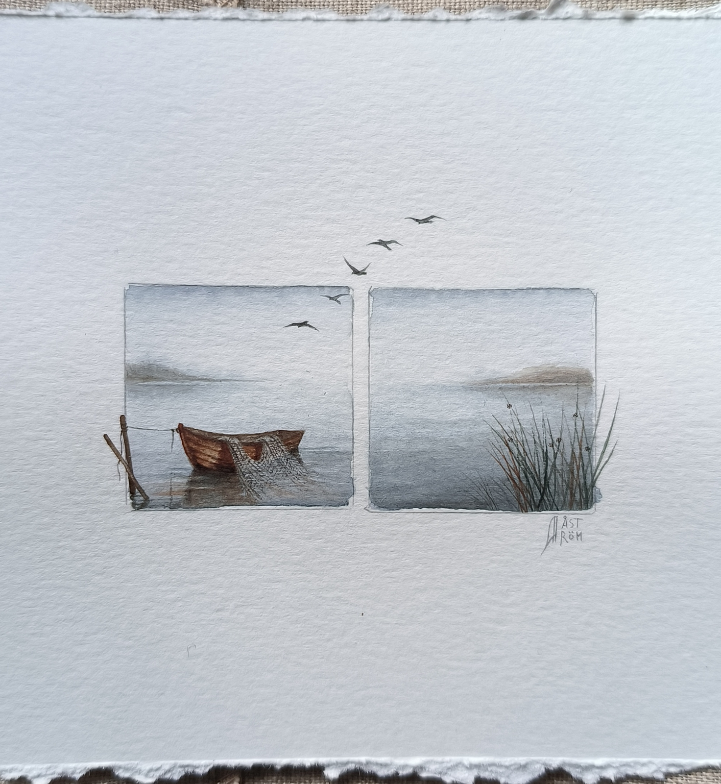 Akvarell The old and the sea av Anna Åström