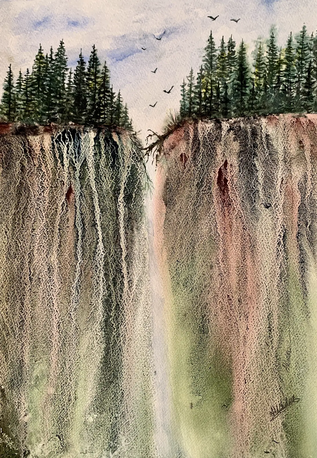 Akvarell Rötter av Annelie Wadin