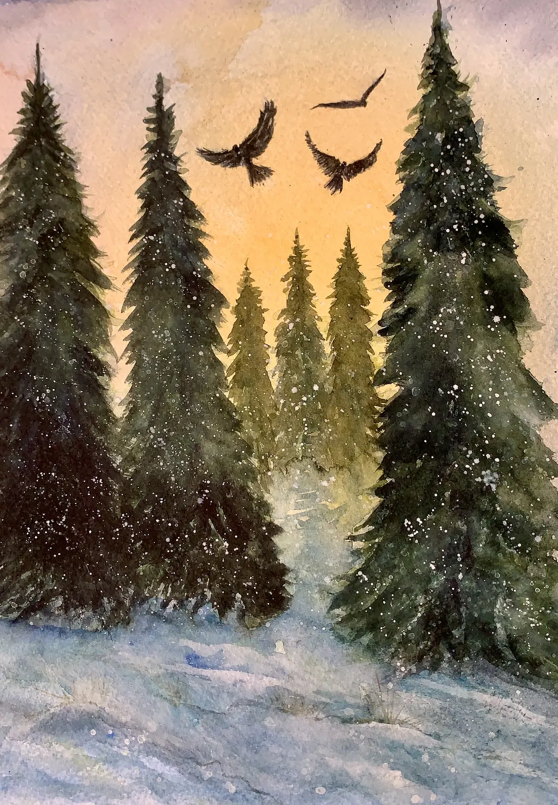 Akvarell Skogsgläntan av Annelie Wadin