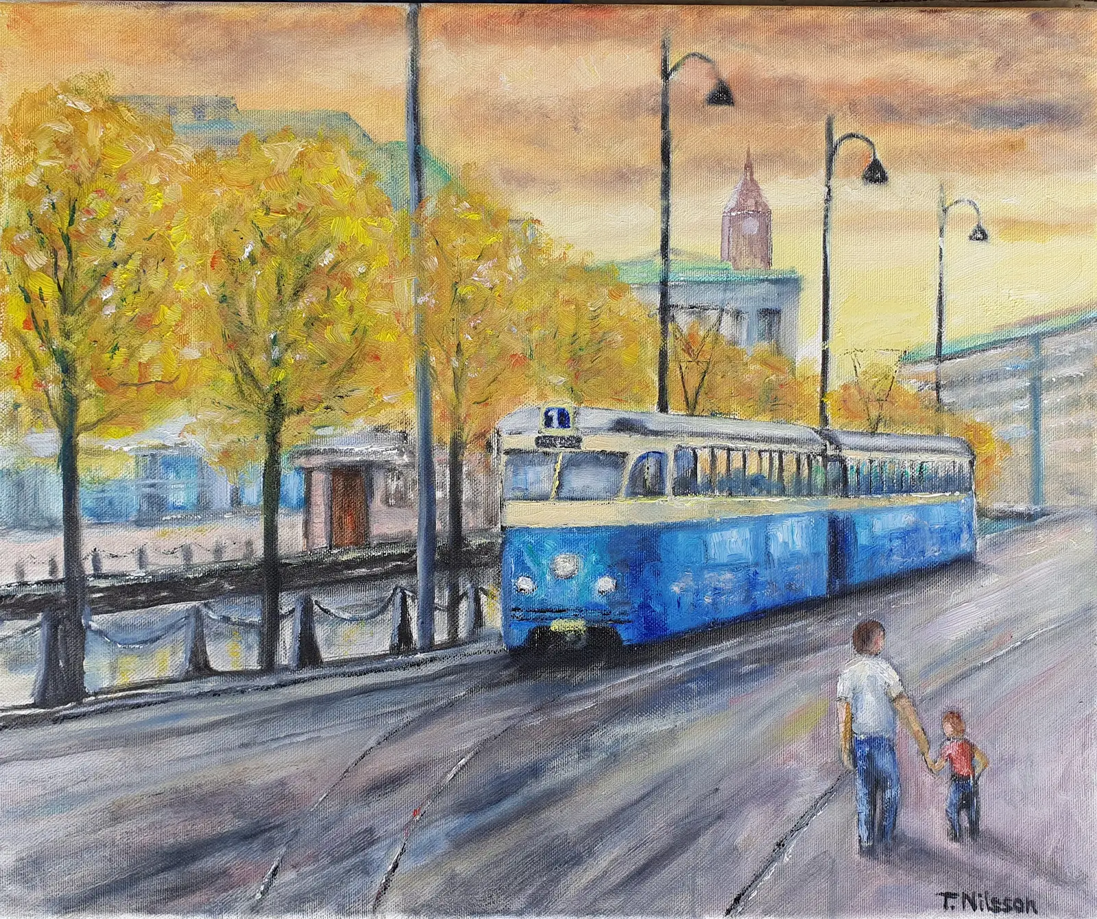 Oljemålning Ettans spårvagn av Tony Nilsson