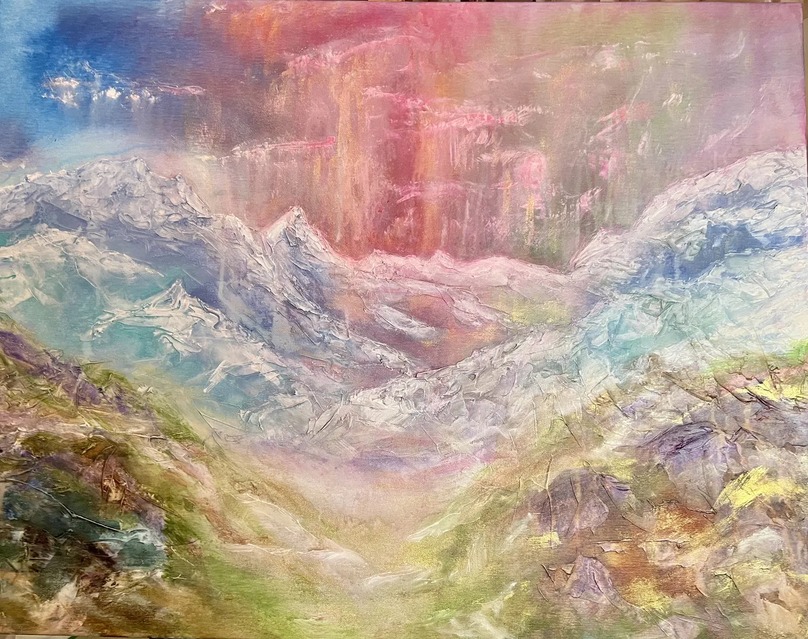 Akrylmålning Norrsken av Marianne Akasha Olofsson