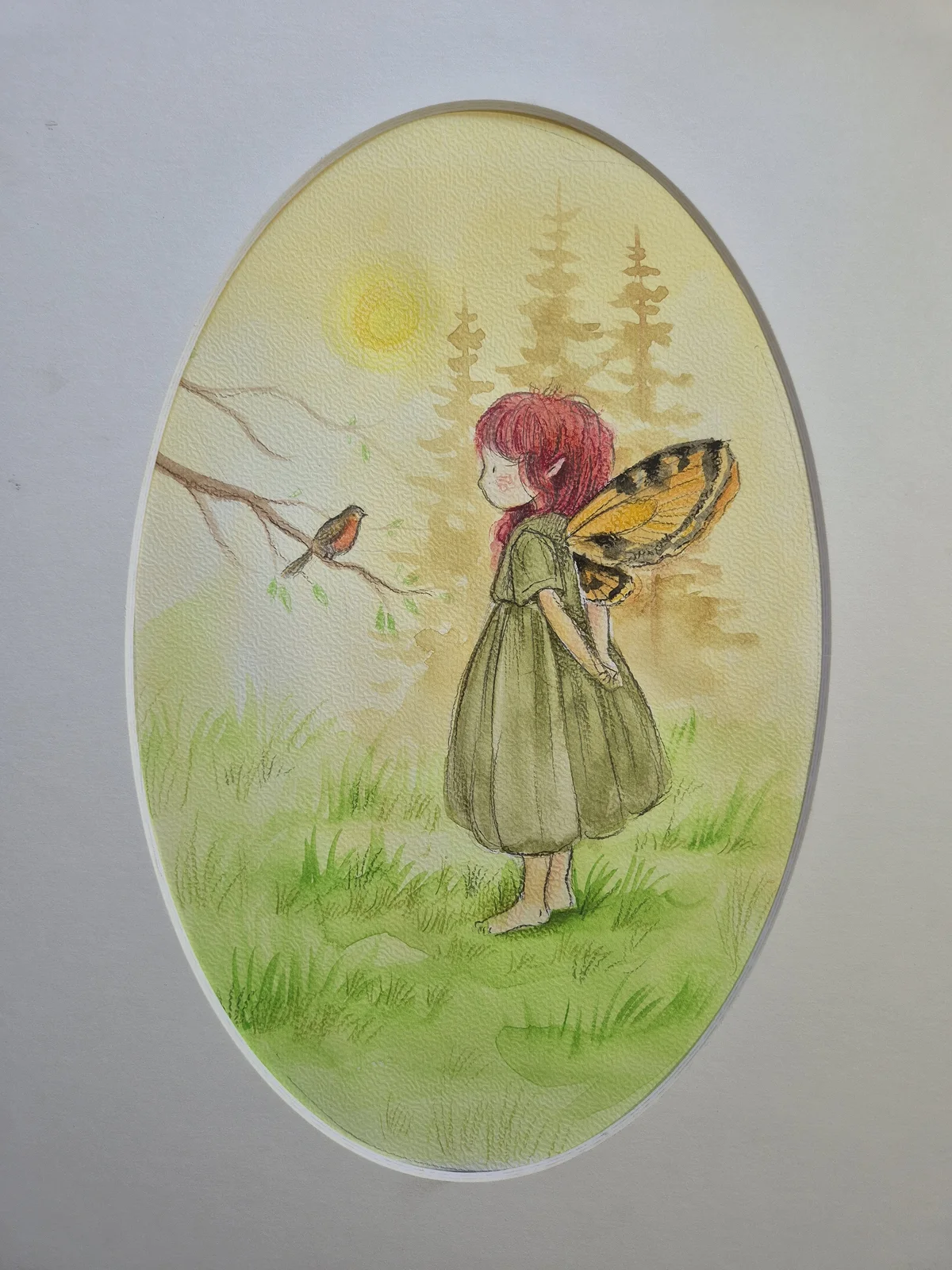 Akvarell Älvan & rödhaken av Anna Komstadius