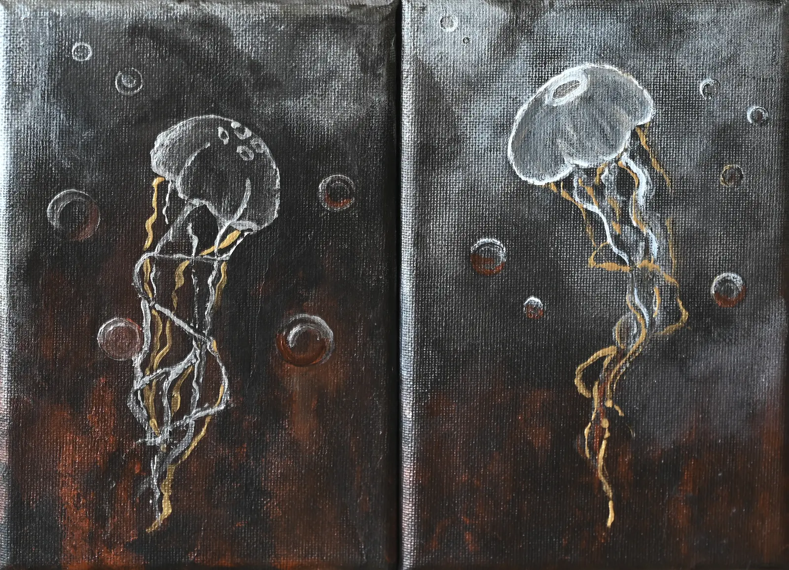 Akrylmålning Floating around av Gunilla Crantz