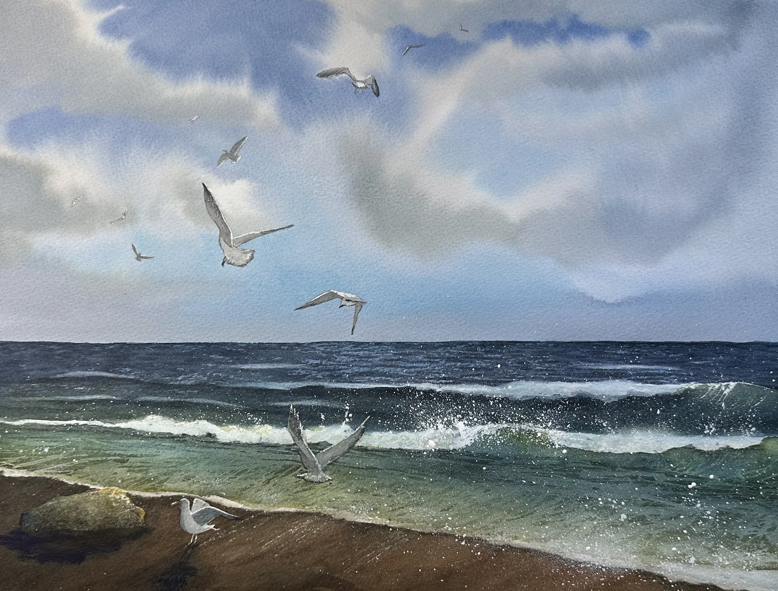 Akvarell Mellan öarna IV – Där vinden bär av Anette Öberg