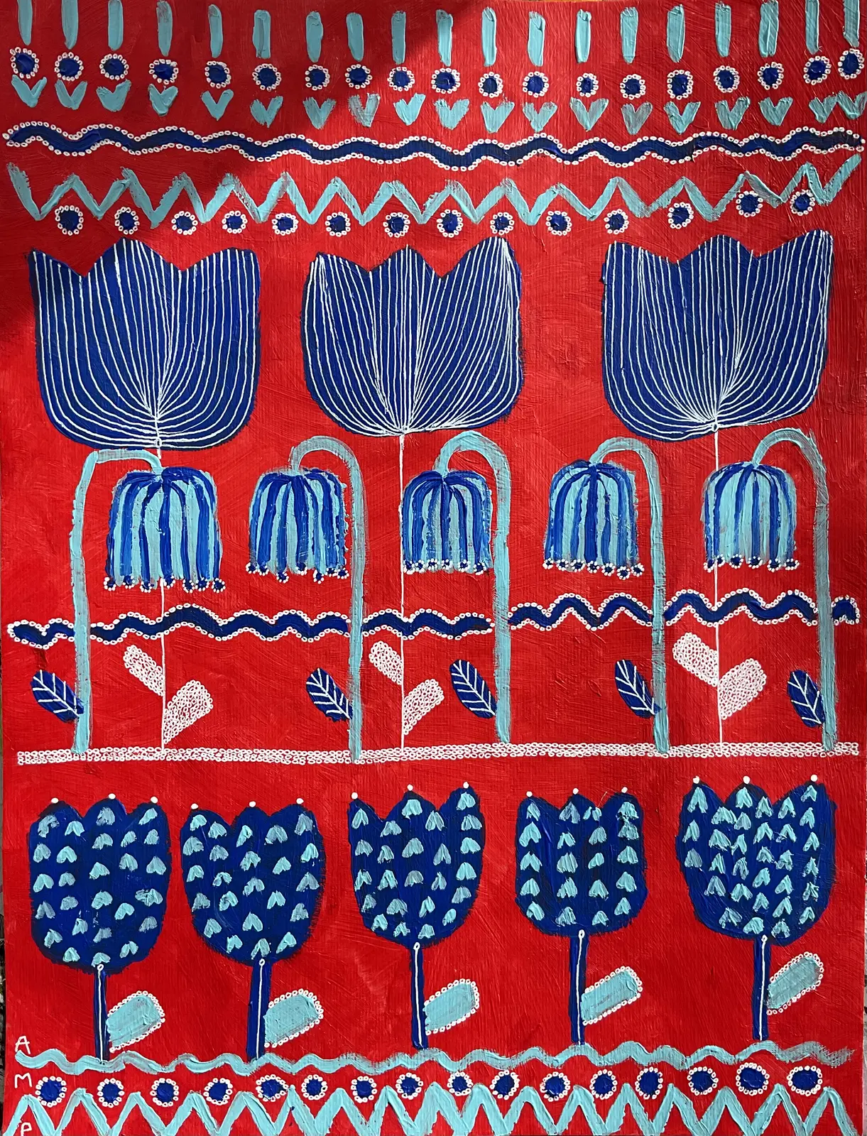 Red and blue garden av Anna Margaretha Pettersson