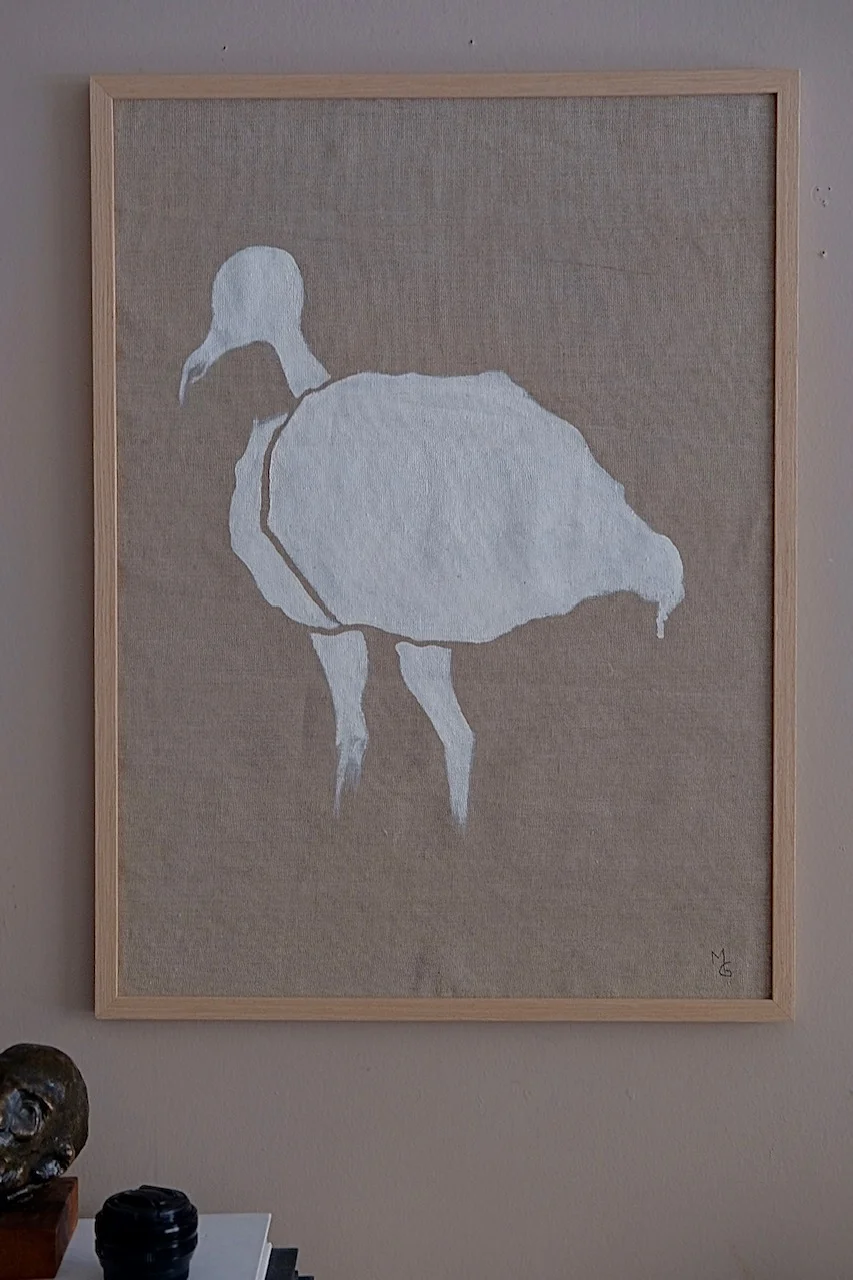 Oljemålning White bird av Michaela Grut