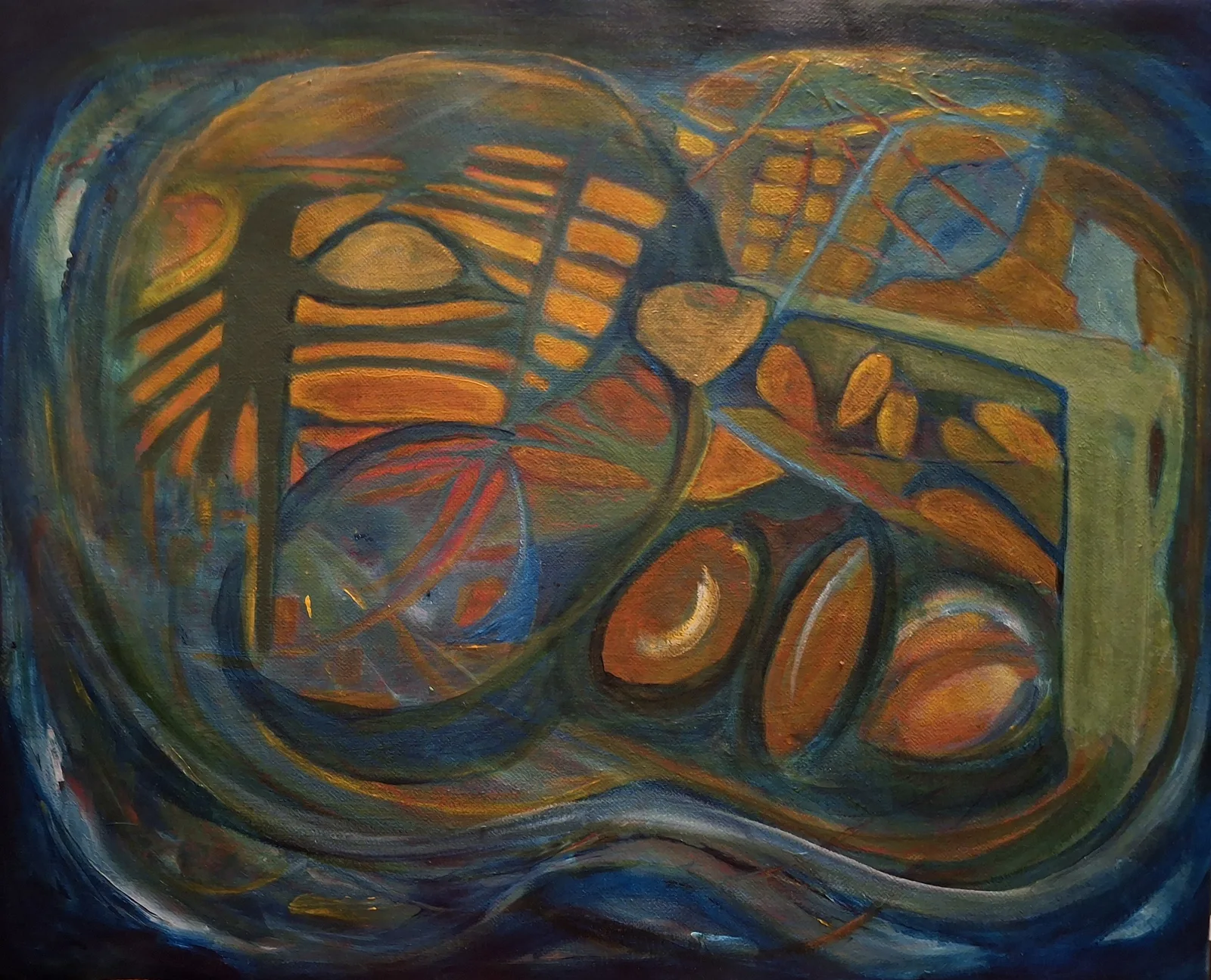 Akrylmålning Kvinnan och fågeln av Anna Karin Karlsson