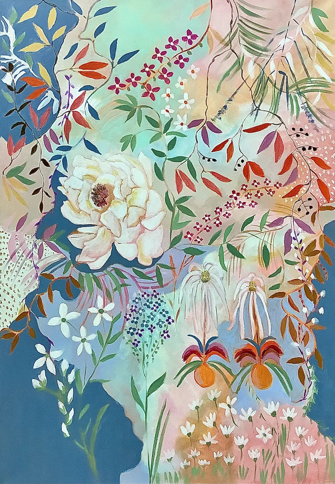 Akrylmålning Vita rosen av Lisbeth Olofsdotter