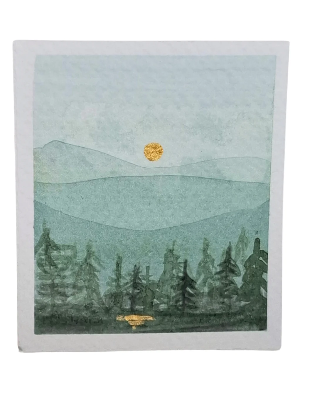 Akvarell Blek sol över dalafjällen av Lena Hedberg