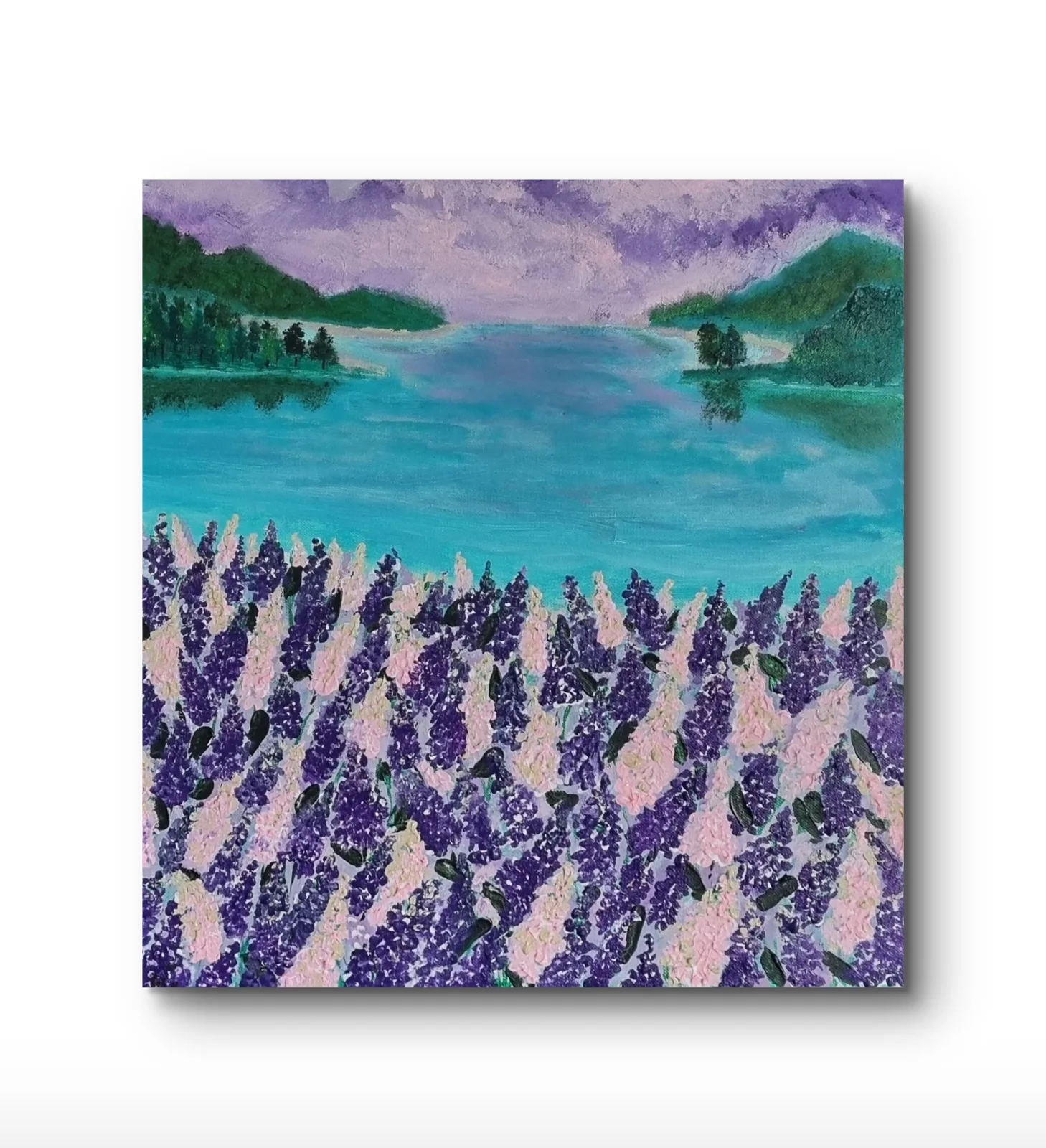 Akrylmålning Lupine meadow av Rebecca Berglund
