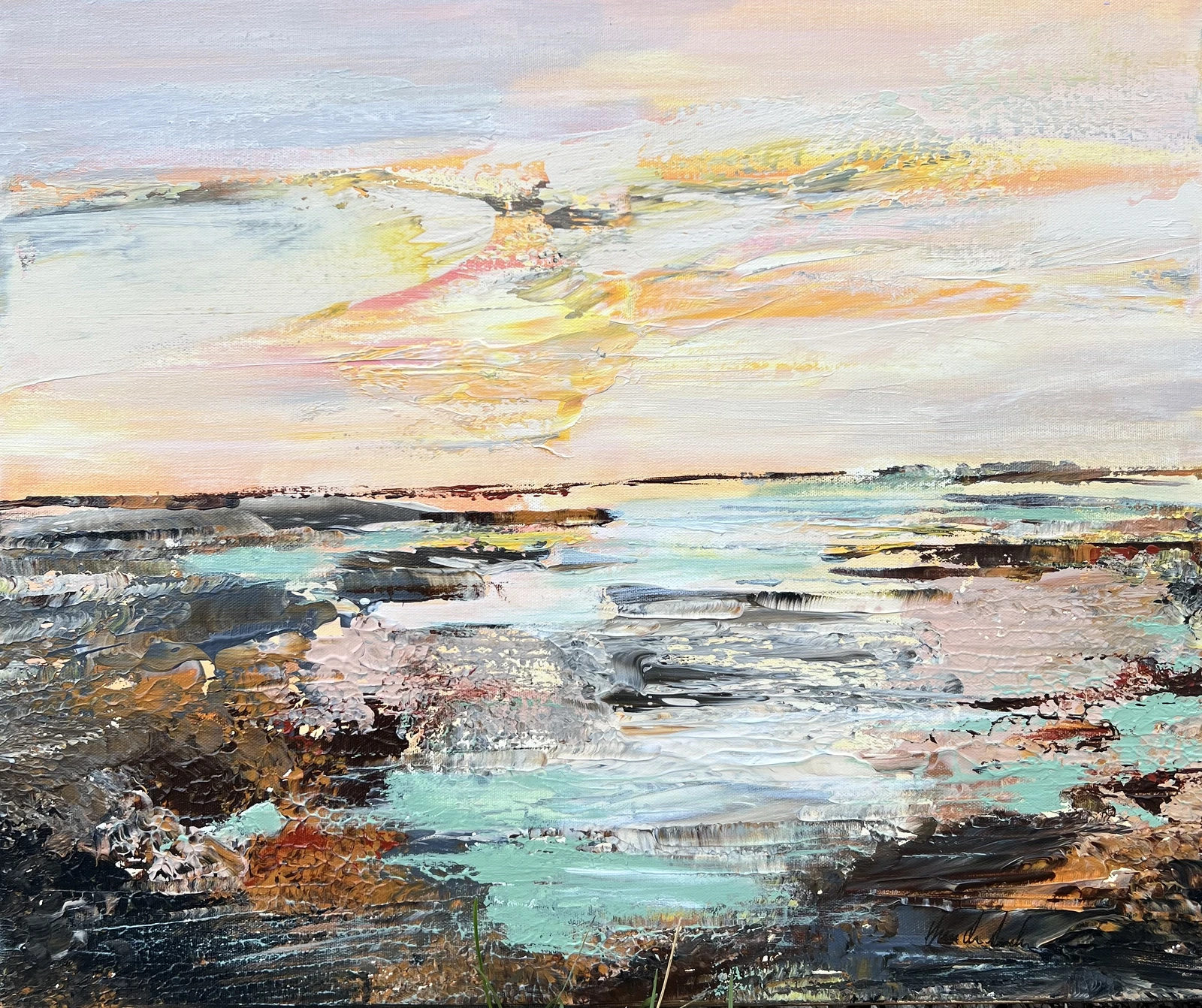 Akrylmålning Where the light begins again av Anne-lee Andersson