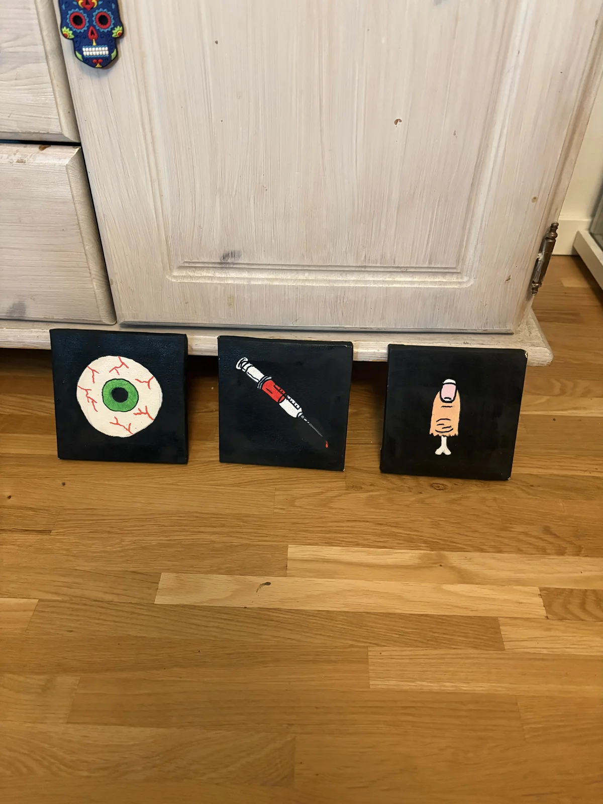 Akrylmålning 3 små av Erika Hammarström Pedersen