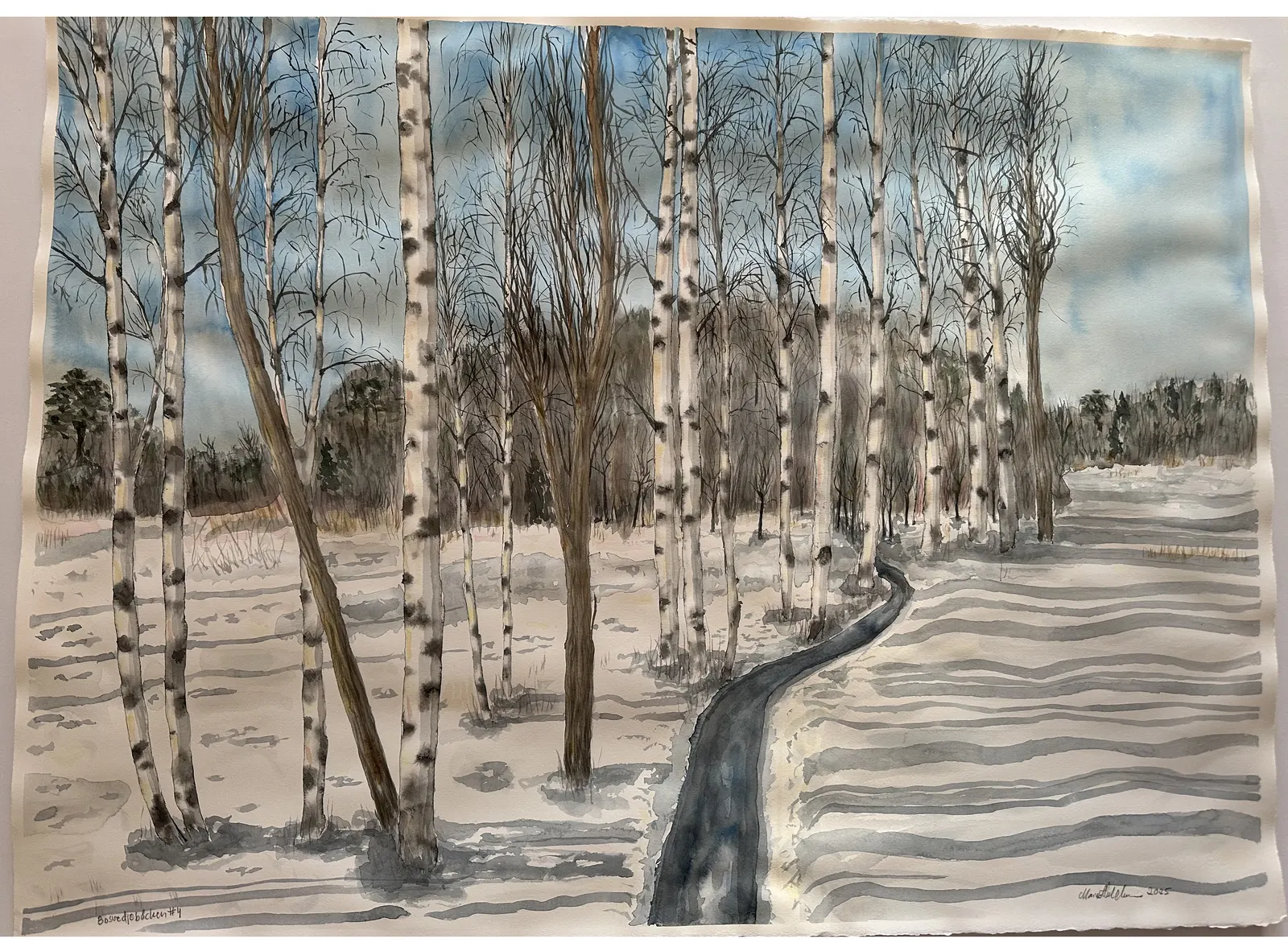 Akvarell Bosvedjebäcken #4 av Marie-Helén Andersson