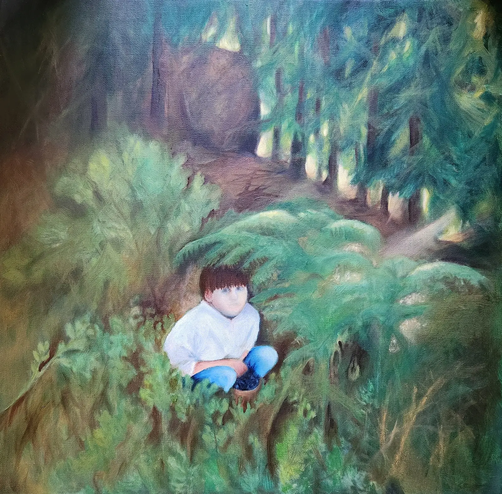 Oljemålning Blåbärskungen av Maria Noring