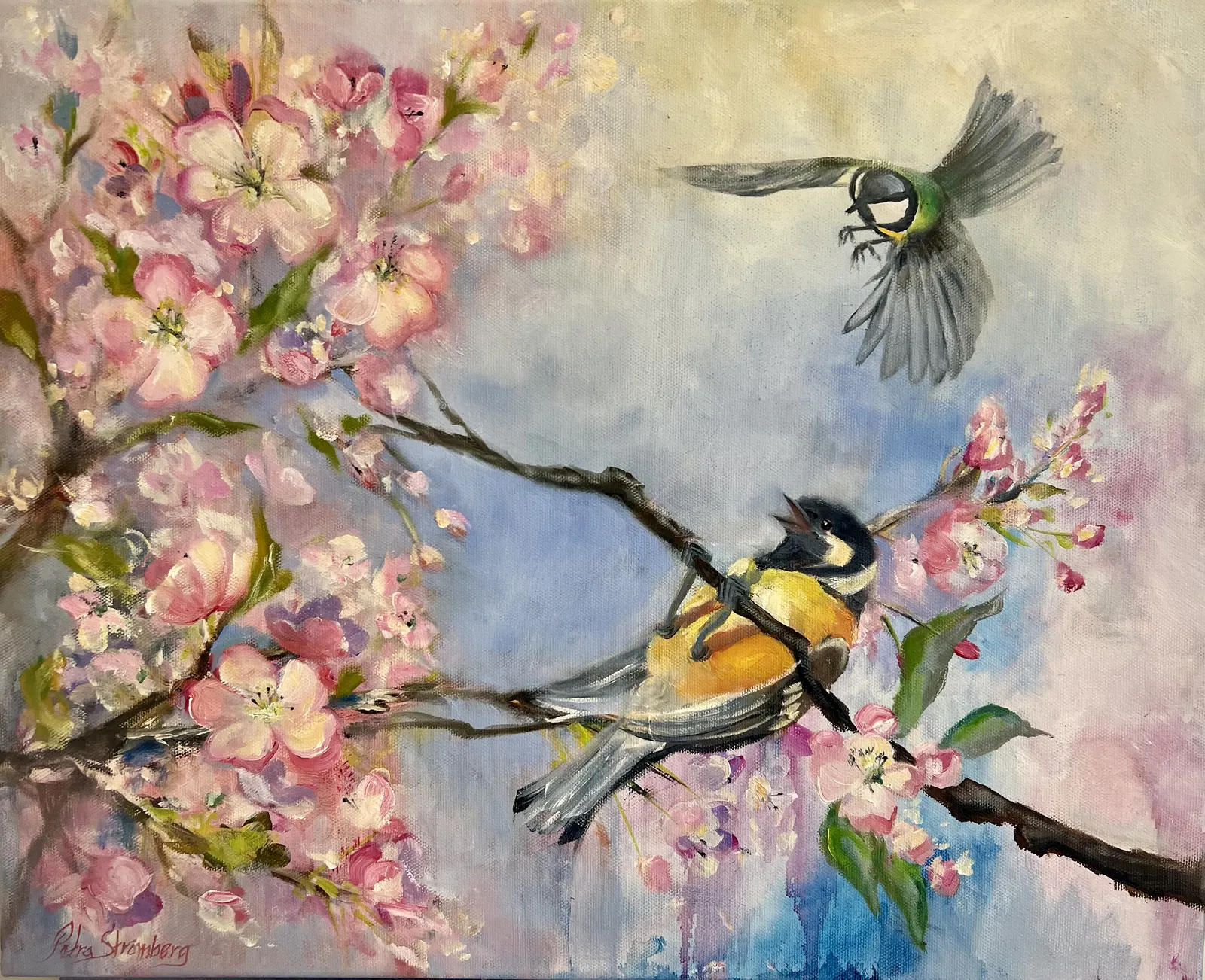 Oljemålning Playtime Talgoxar av Petra Strömberg