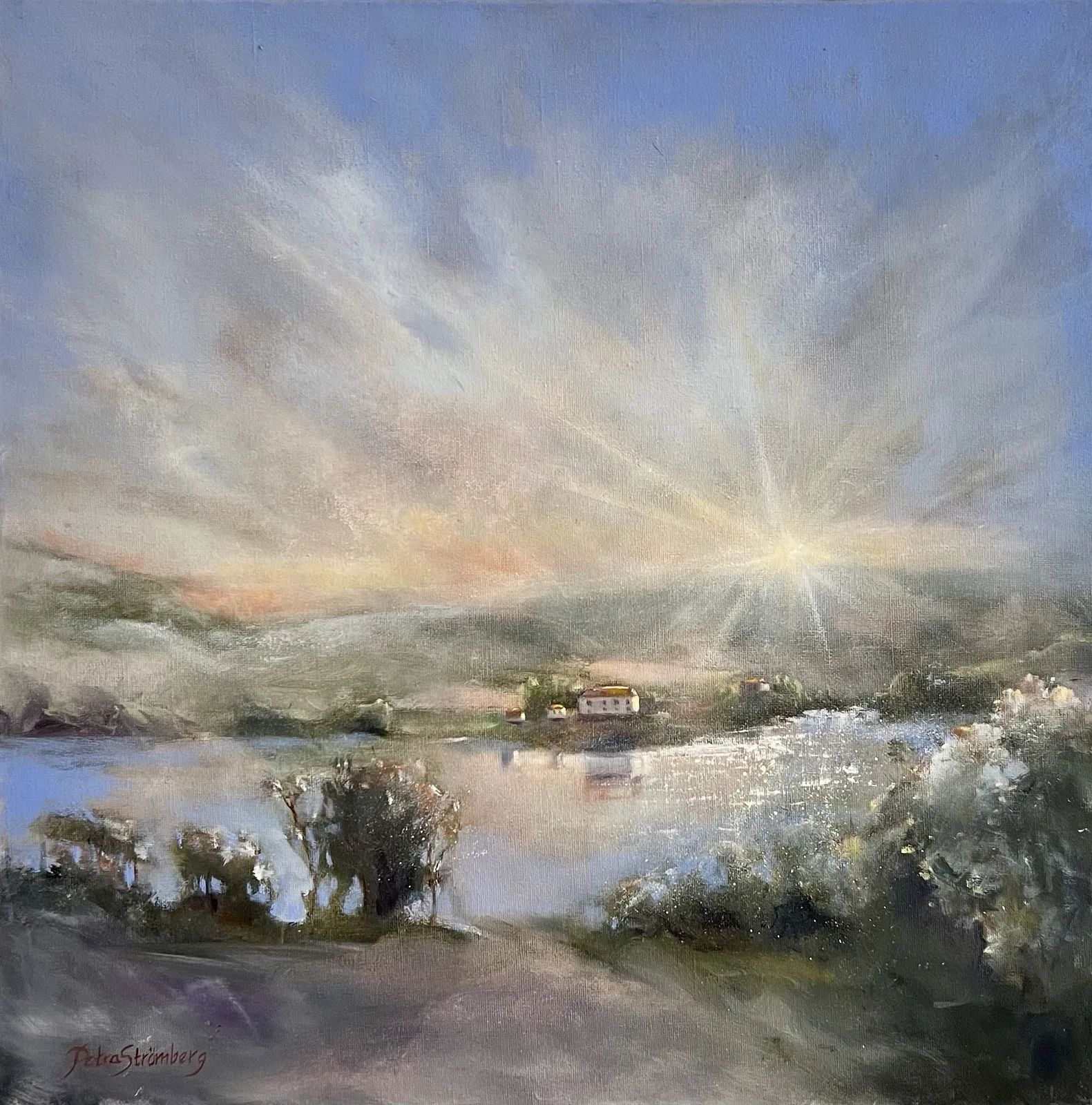 Oljemålning Morgon i Ligurien av Petra Strömberg