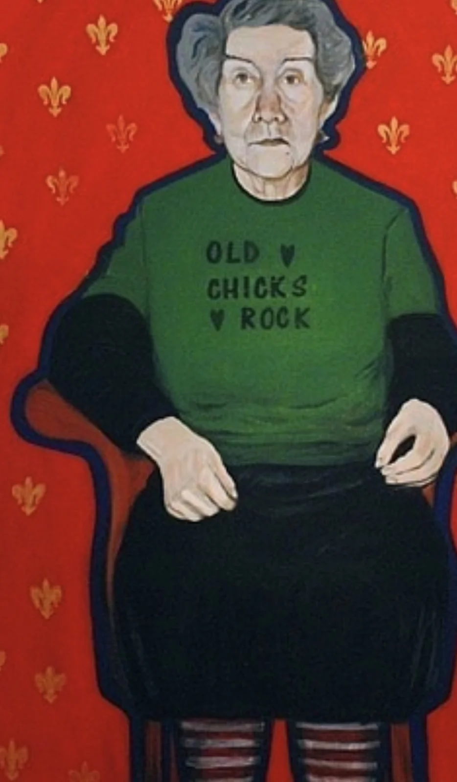 Akrylmålning Olga ( old chicks rock) av Anne Persson Lucenius