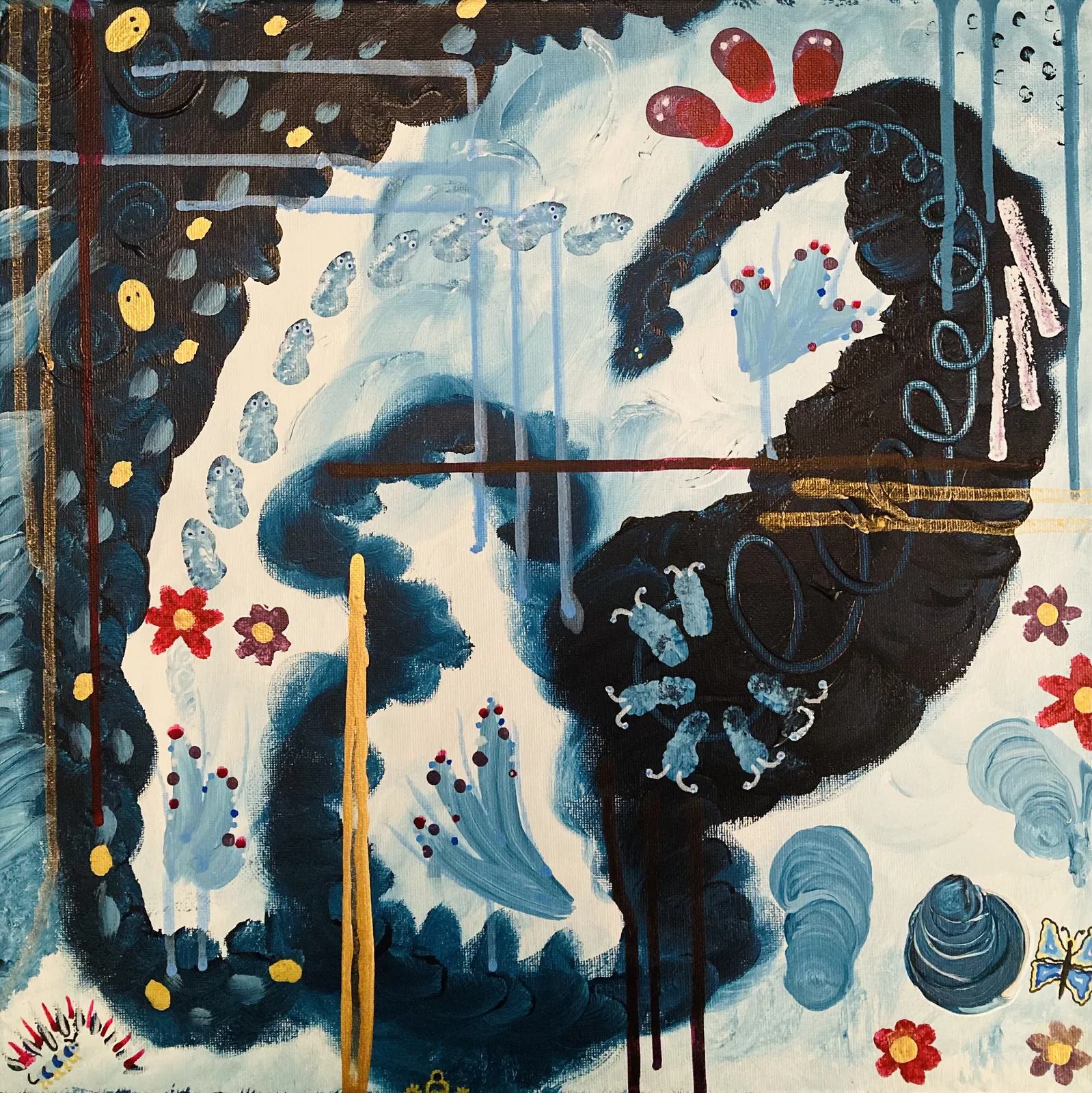 Akrylmålning Blå Väsen av Bernadette von Beaulieu Marconnay