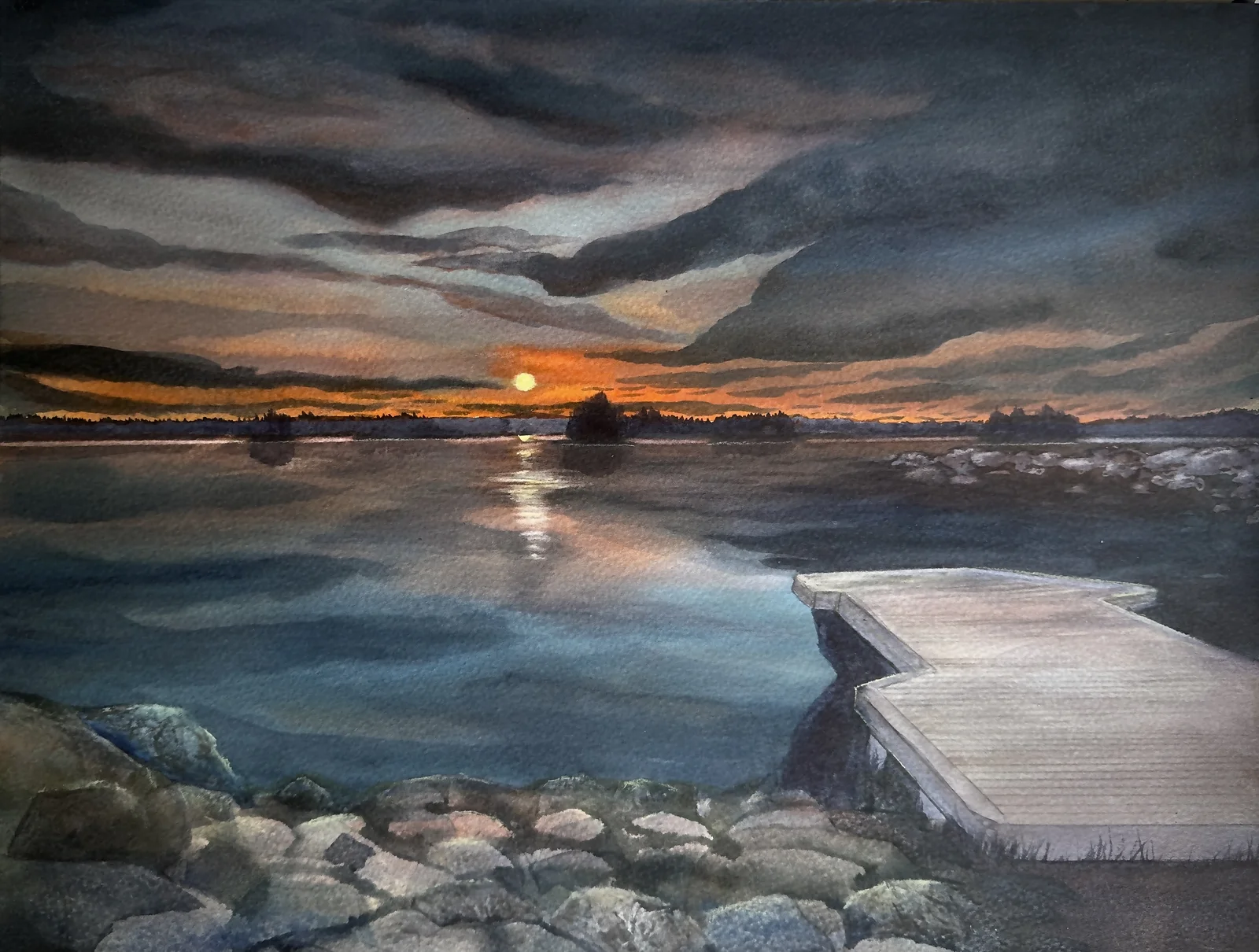 Akvarell Mellan öarna V - Inre stillhet av Anette Öberg