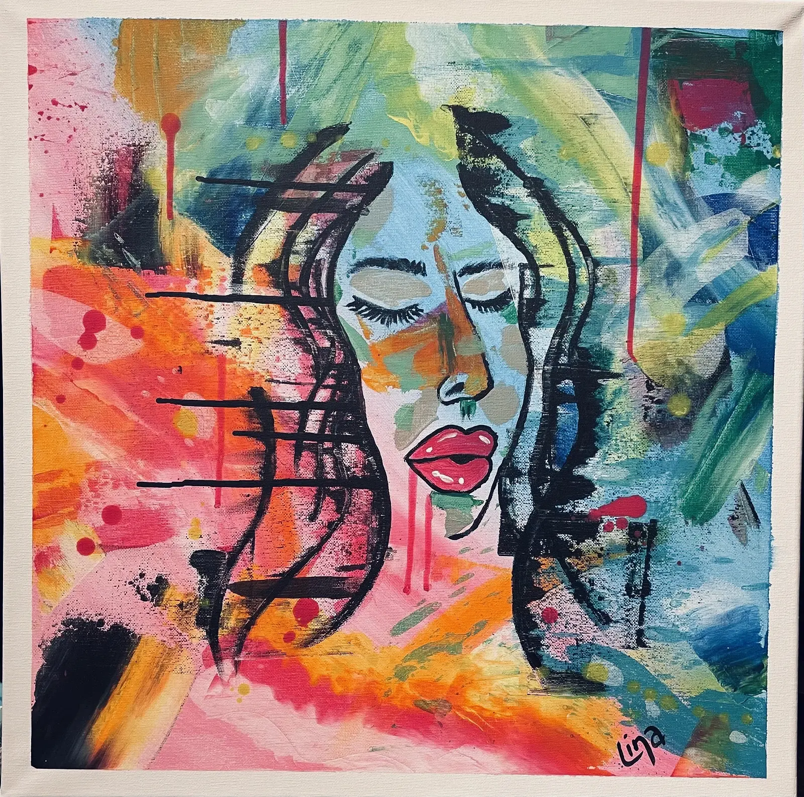 Akrylmålning Nicole av Lina A Nordblad