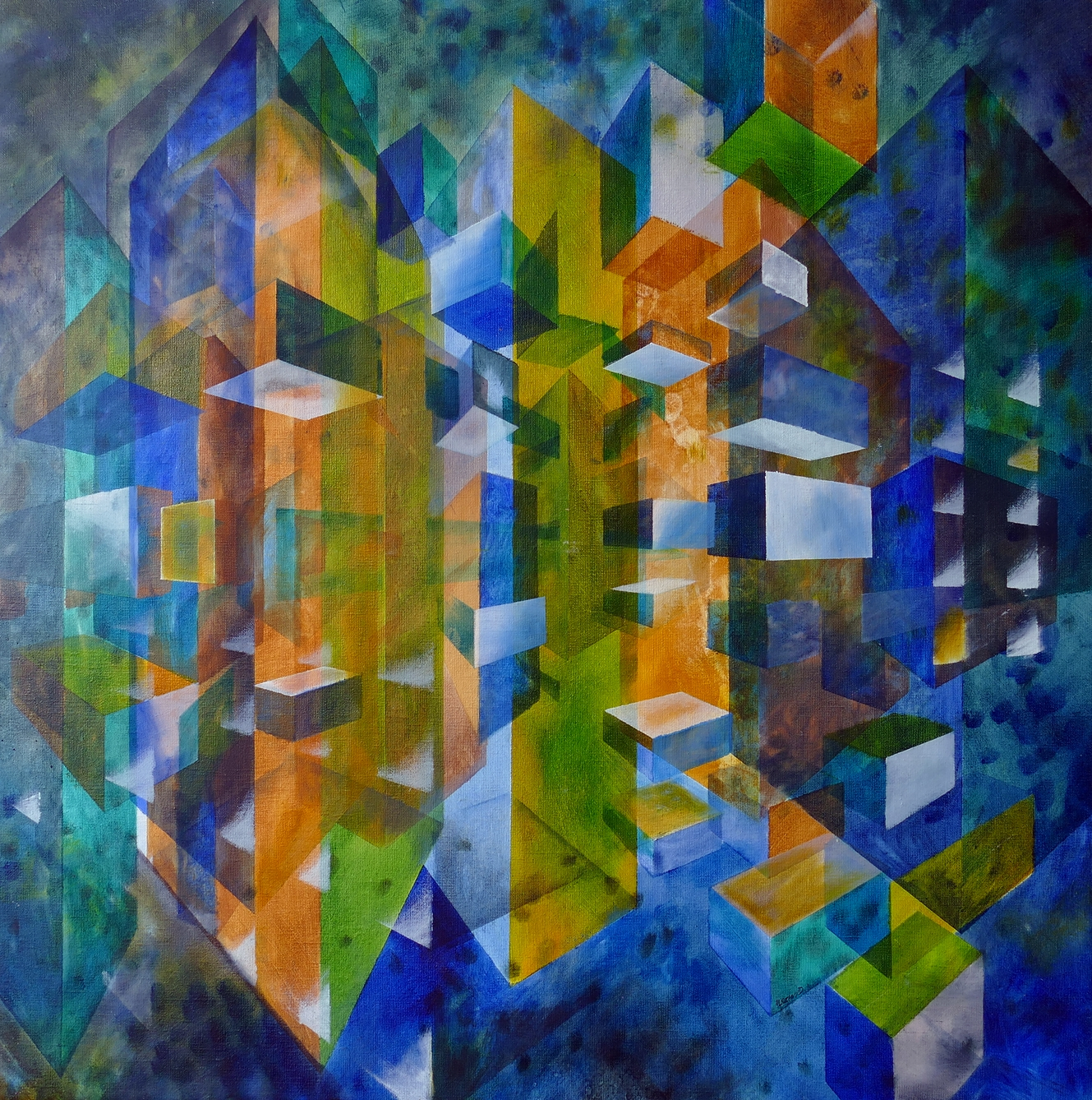 Oljemålning Fasett av Ilse Hviid