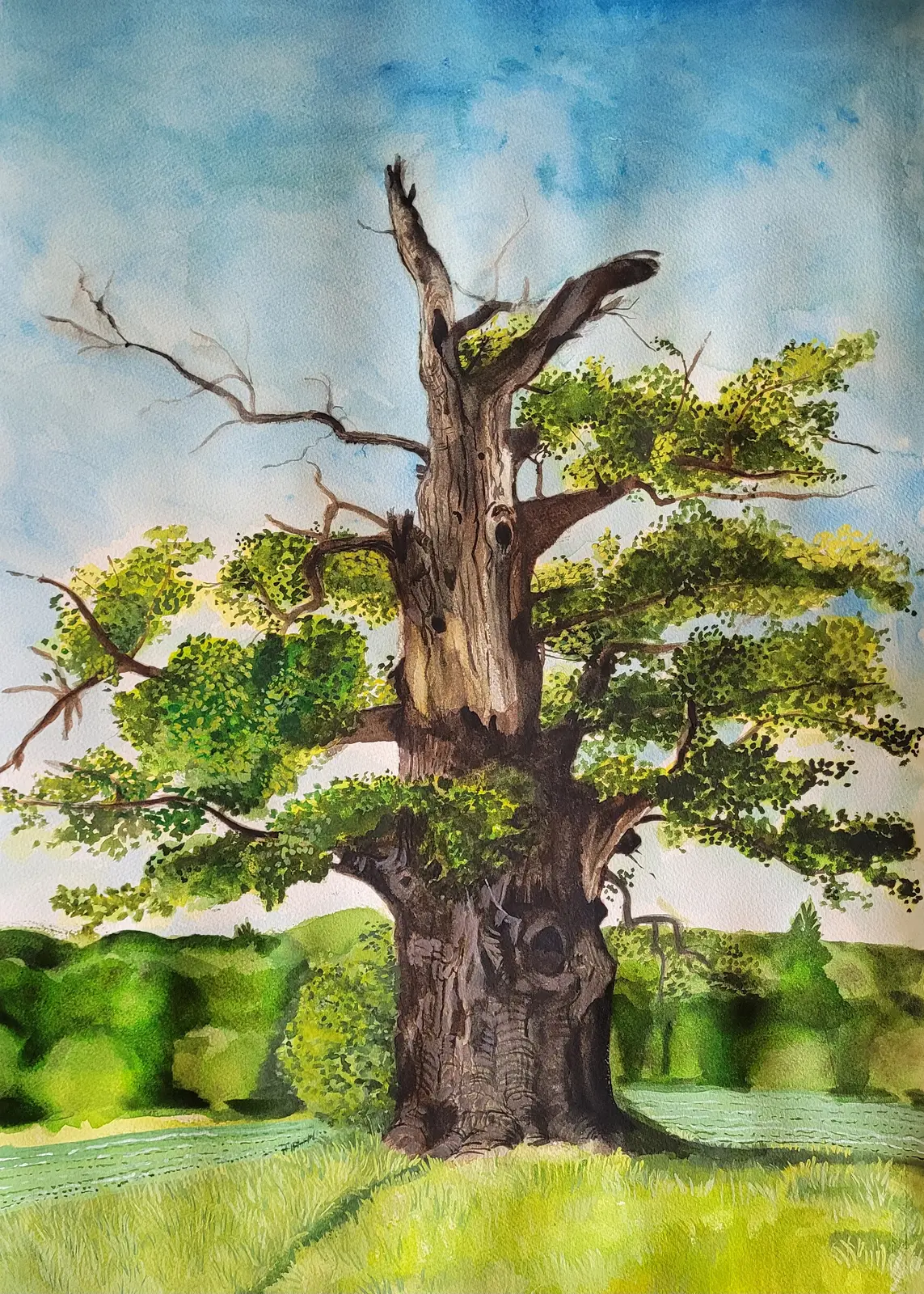 Akvarell Ekebyhovseken av Malva Forslin