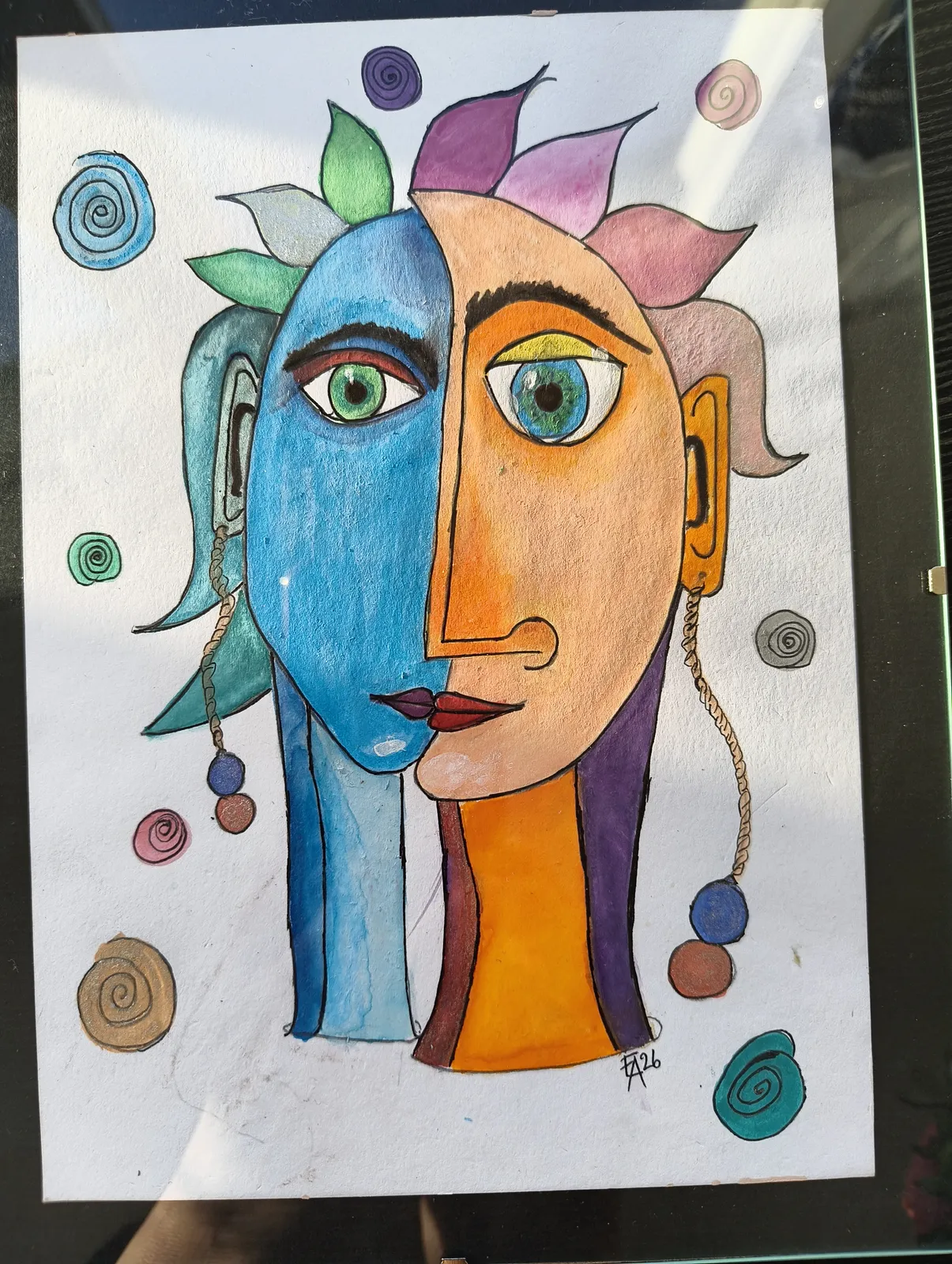 Akrylmålning "Two become one* av Eva Andersson