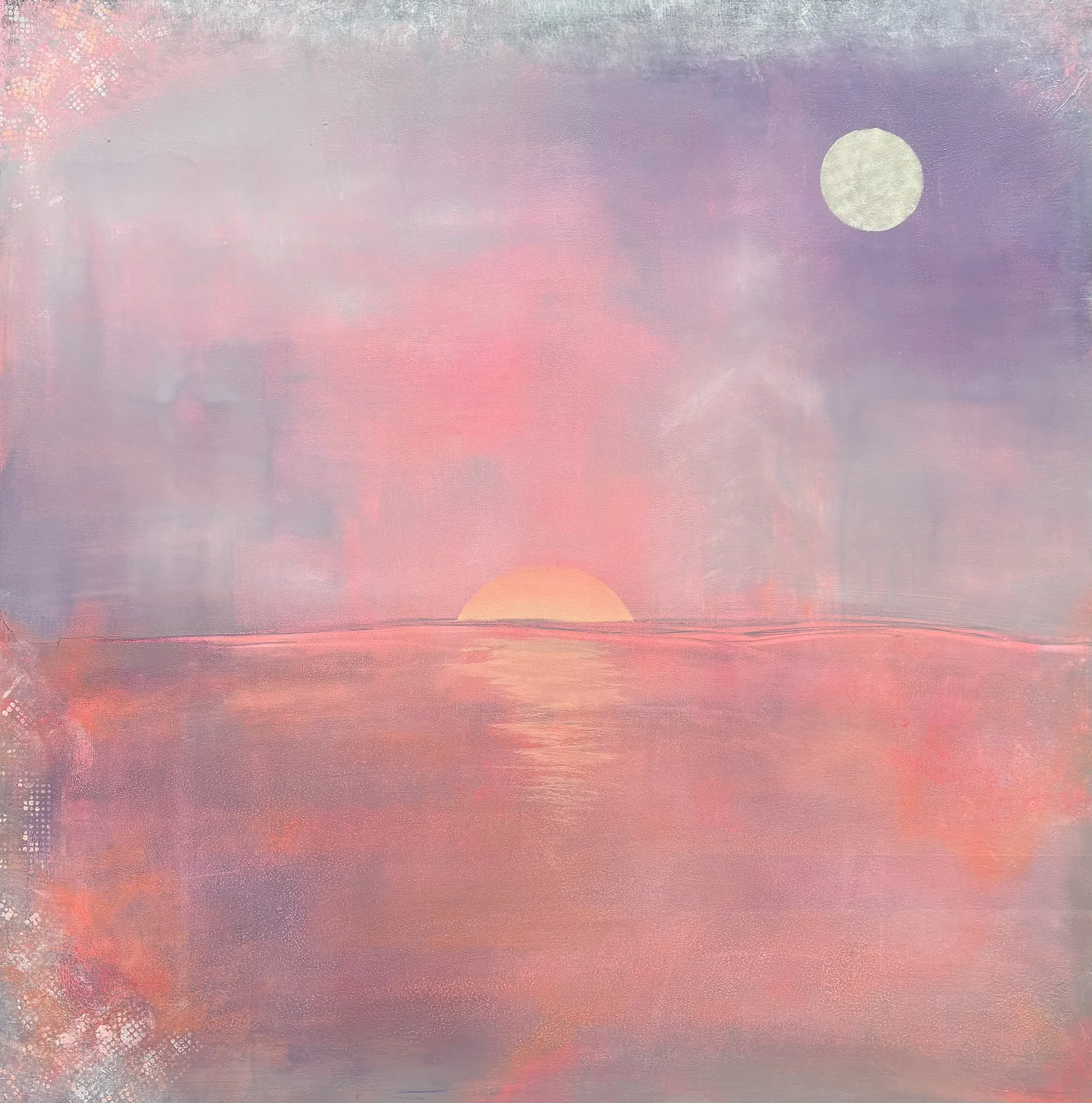 Akrylmålning Where the sun meets the moon av Maria Constantin