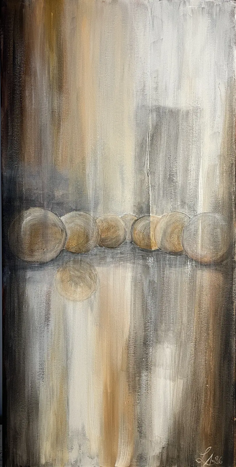 Akrylmålning Sisyfos pärlor av Anette Lindenborg