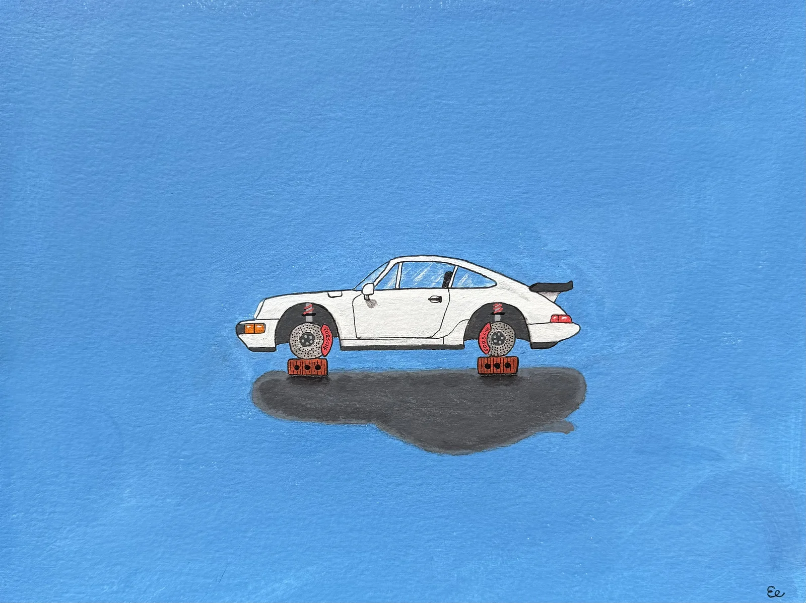 Akrylmålning Porsche med otur av Eric Ericson