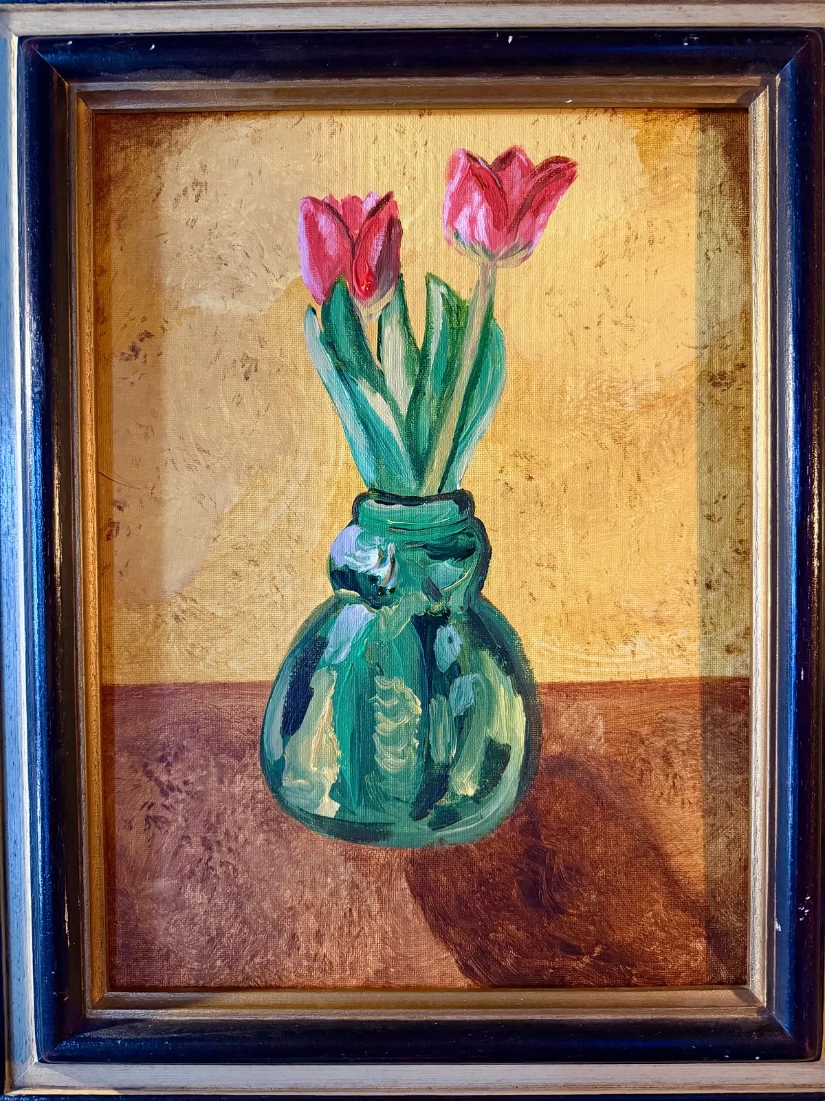 Akrylmålning Två tulpaner i vas av Little Lee