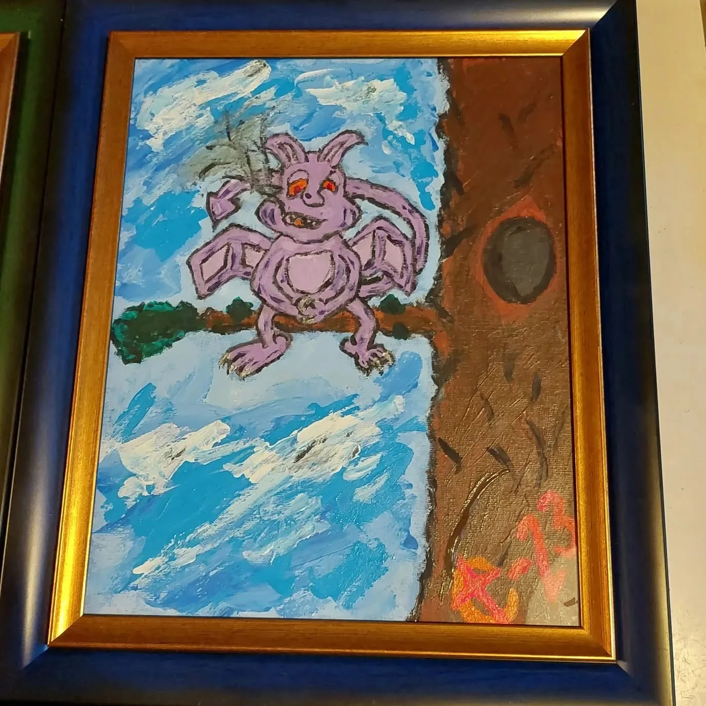 Akrylmålning Nesting gargoyle av Robert Christensen