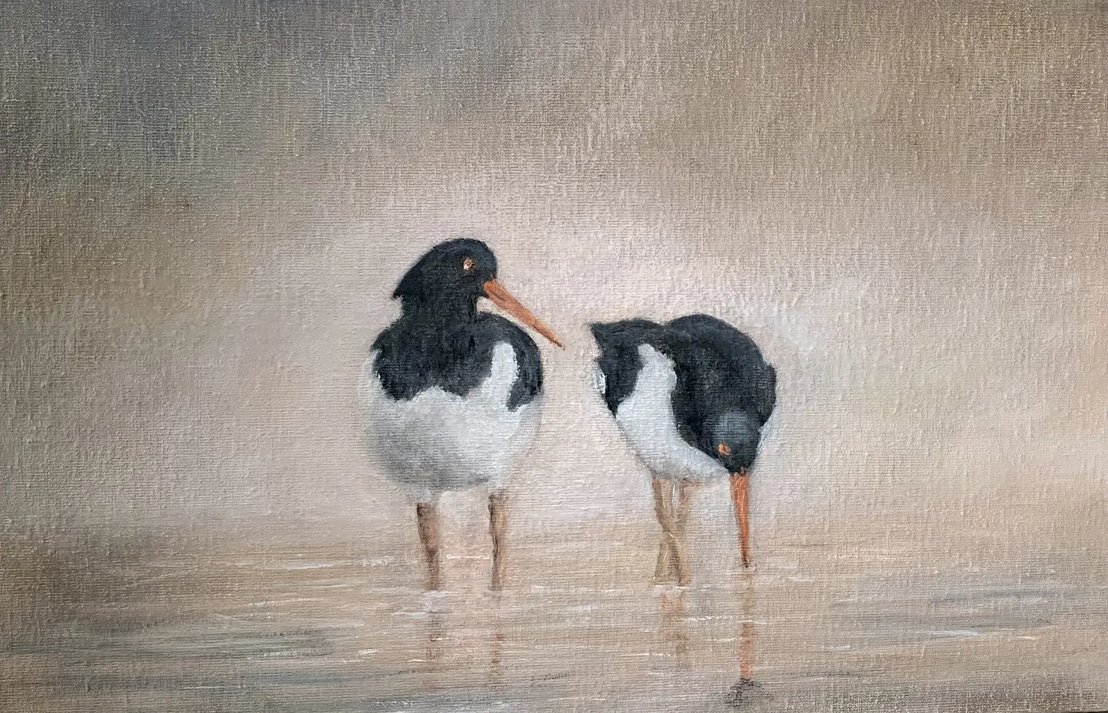 Oljemålning Morgondimman lättar av Ruth Fomin Persson