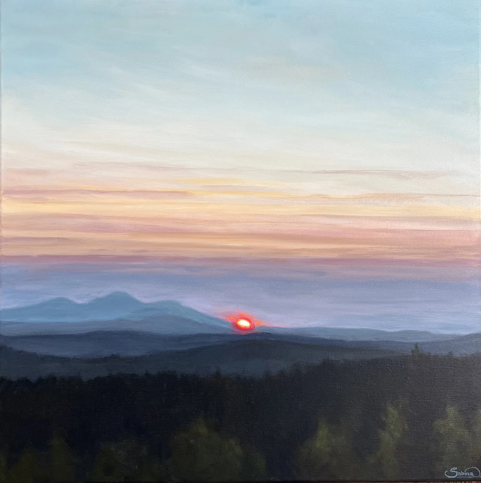 Akrylmålning Midnattssol av Sabina Dalberg