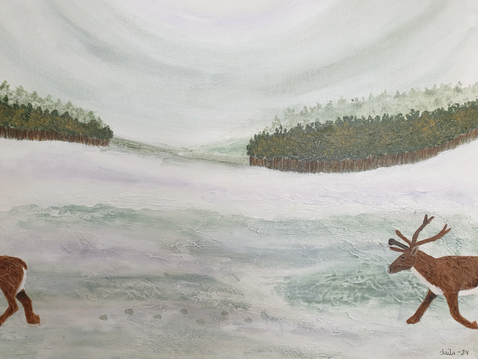 Akrylmålning Vänta på mig av Laila Malmborn