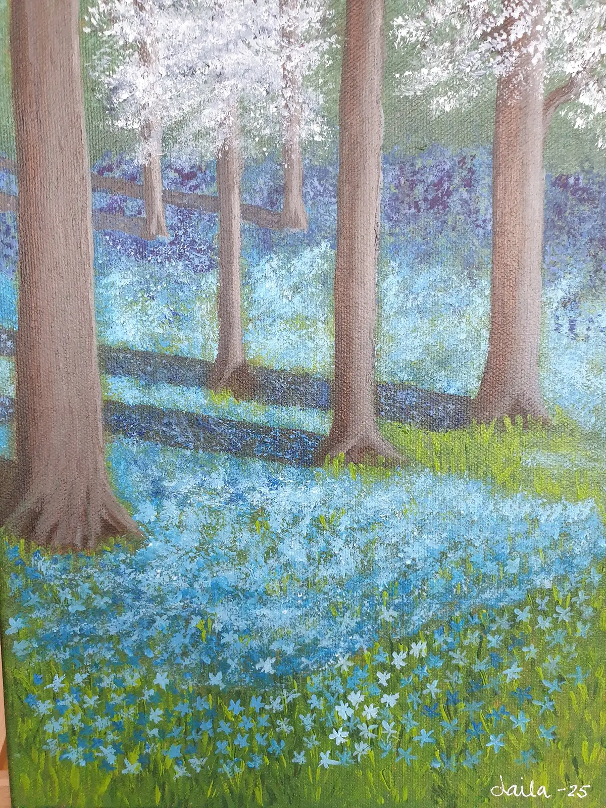 Akrylmålning Vårglänta av Laila Malmborn