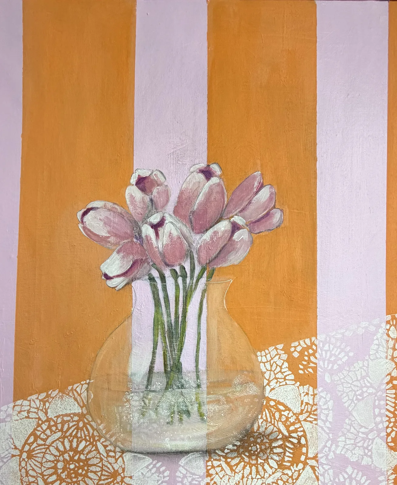 Akrylmålning Tulpaner i vas av Helena Berggren