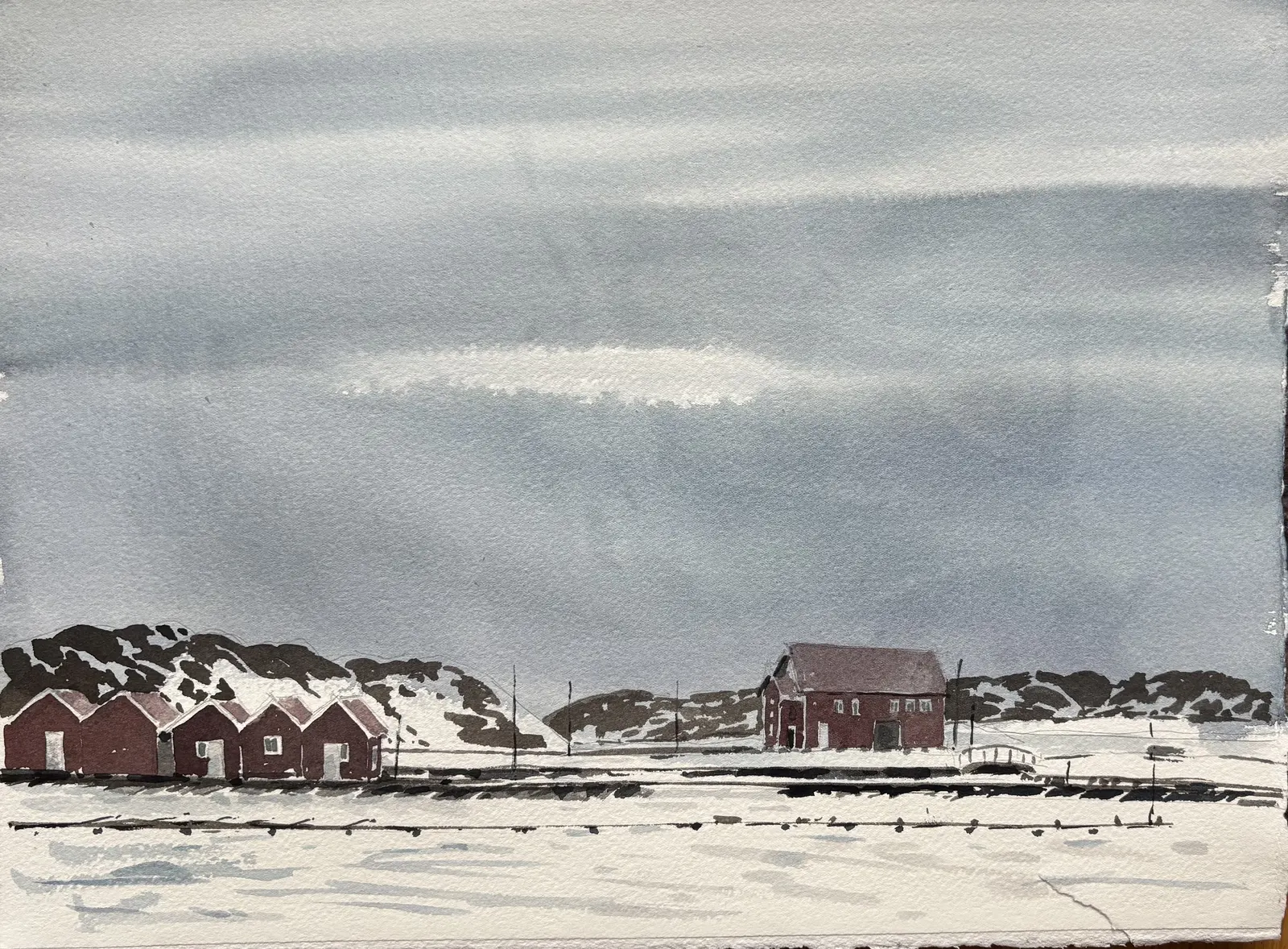 Akvarell Skärhamn av Gunilla Broström