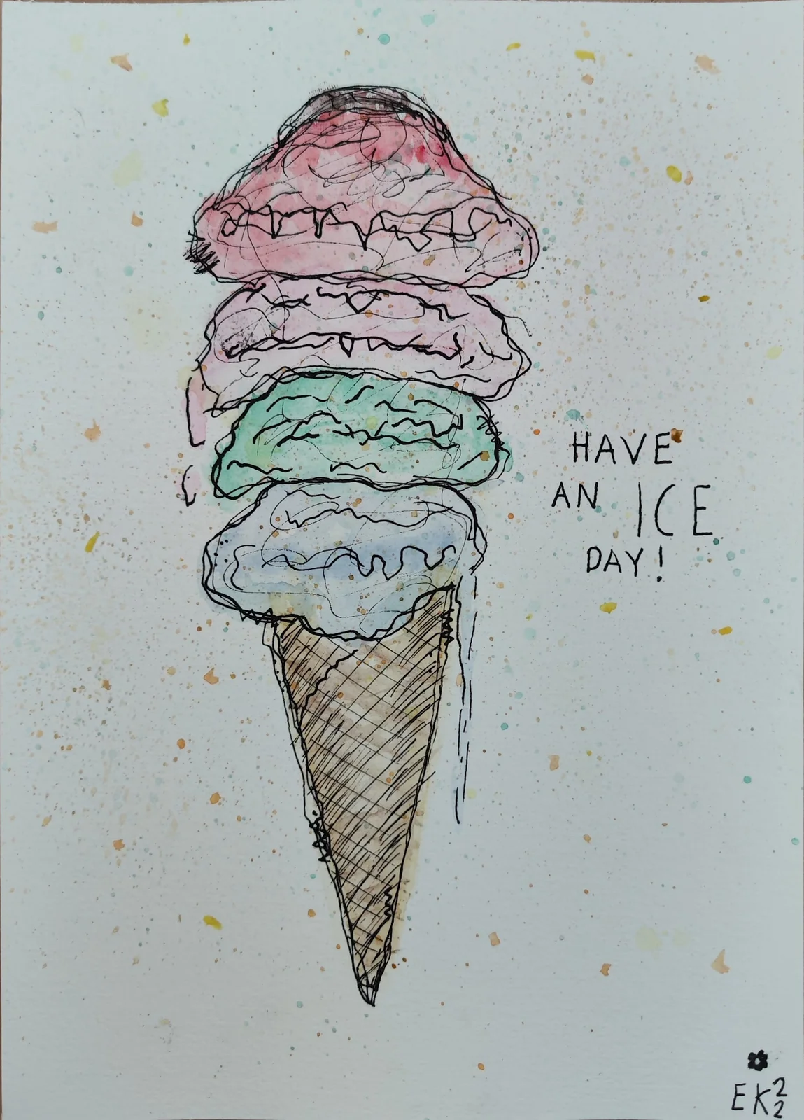 Akvarell An Ice day av Eli Karmbäck