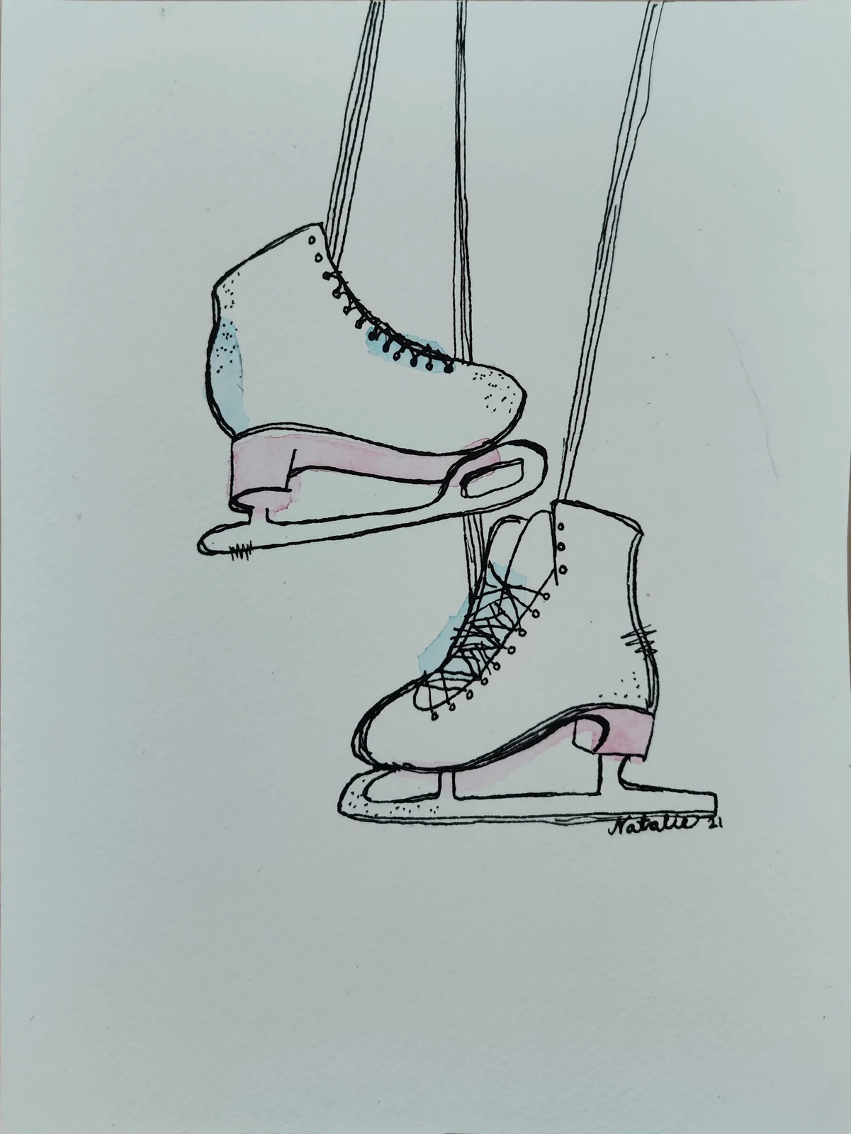 Akvarell Skater's love av Eli Karmbäck