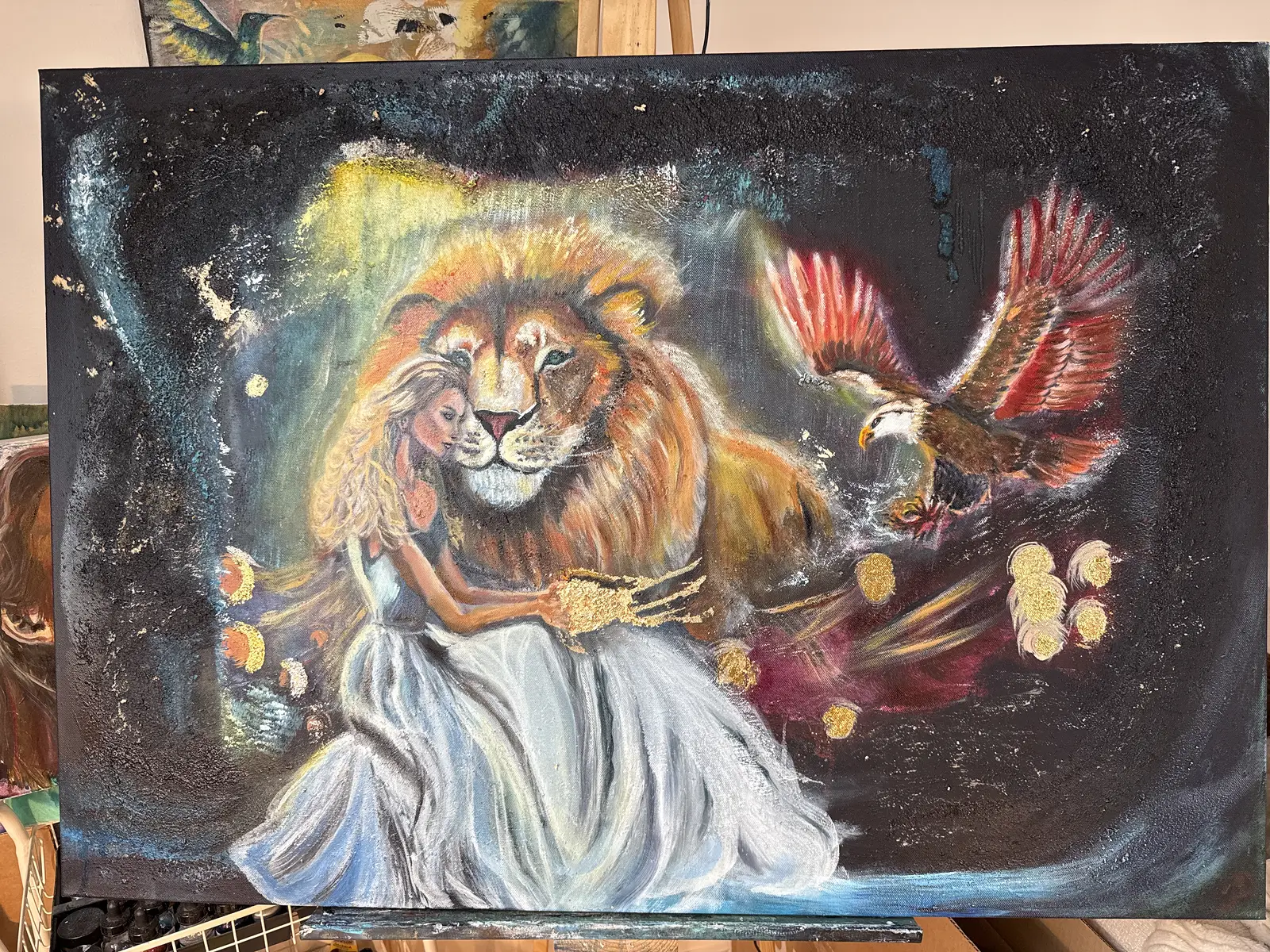 Oljemålning Trilogin ”Styrka” av Janina Witoslaw