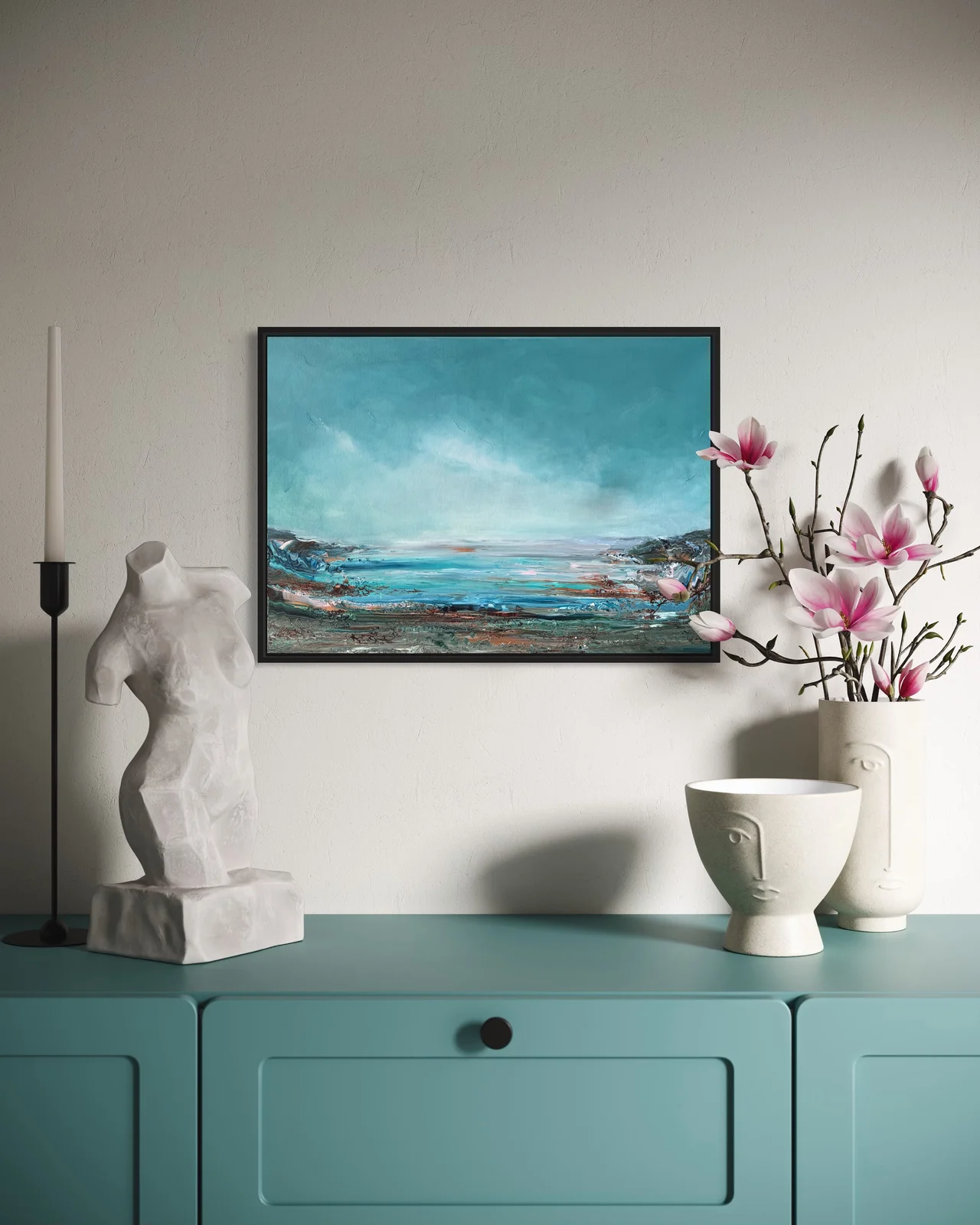 Akrylmålning Turquoise Horizon av Joanna Ljung