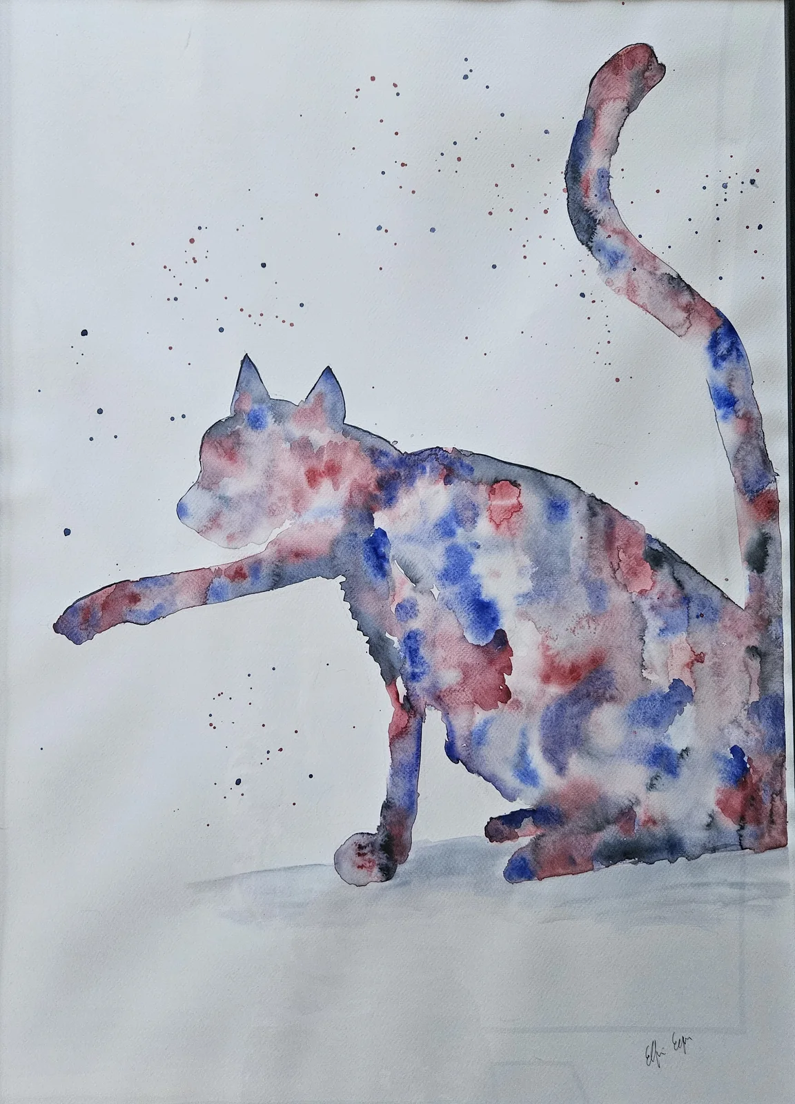 Akvarell Reach - serien Physics of Cats av Elfrida Engman