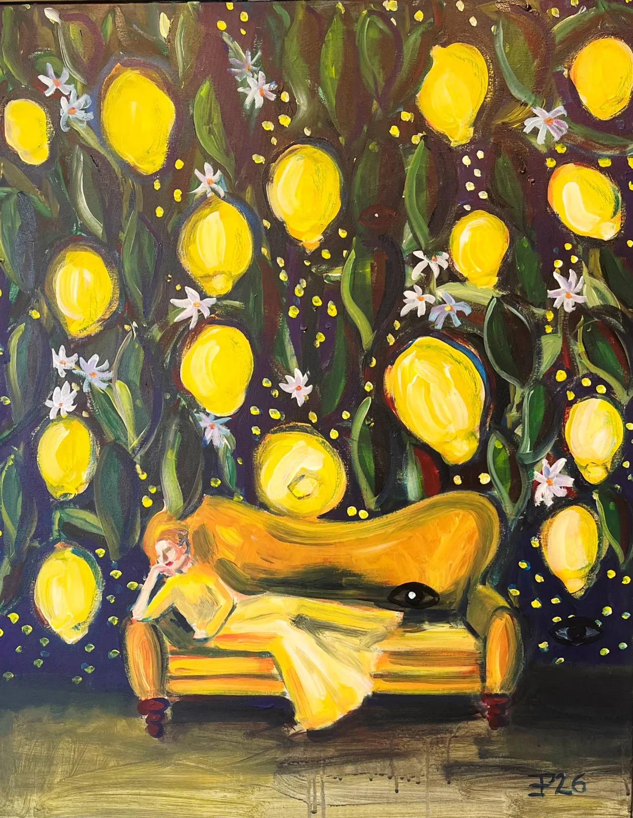 Akrylmålning Rest under Lemon stars av Elisa Pålsson