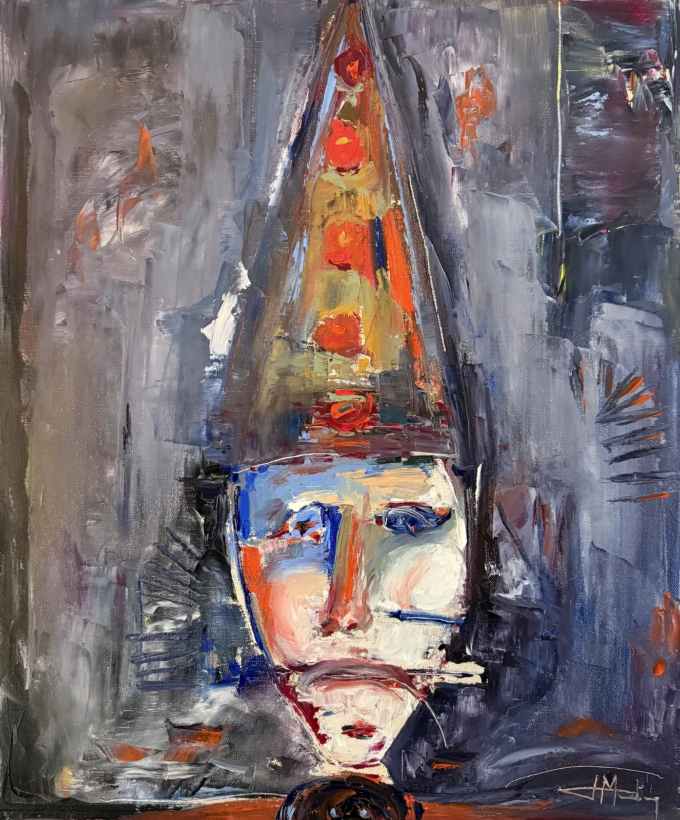 Oljemålning Pierrot av Joao Medina
