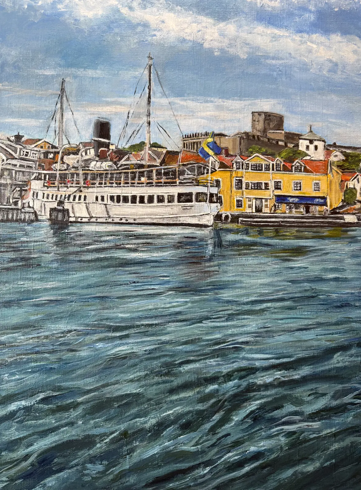 Akrylmålning Ångaren Bohuslän  av Sofia Jonasson