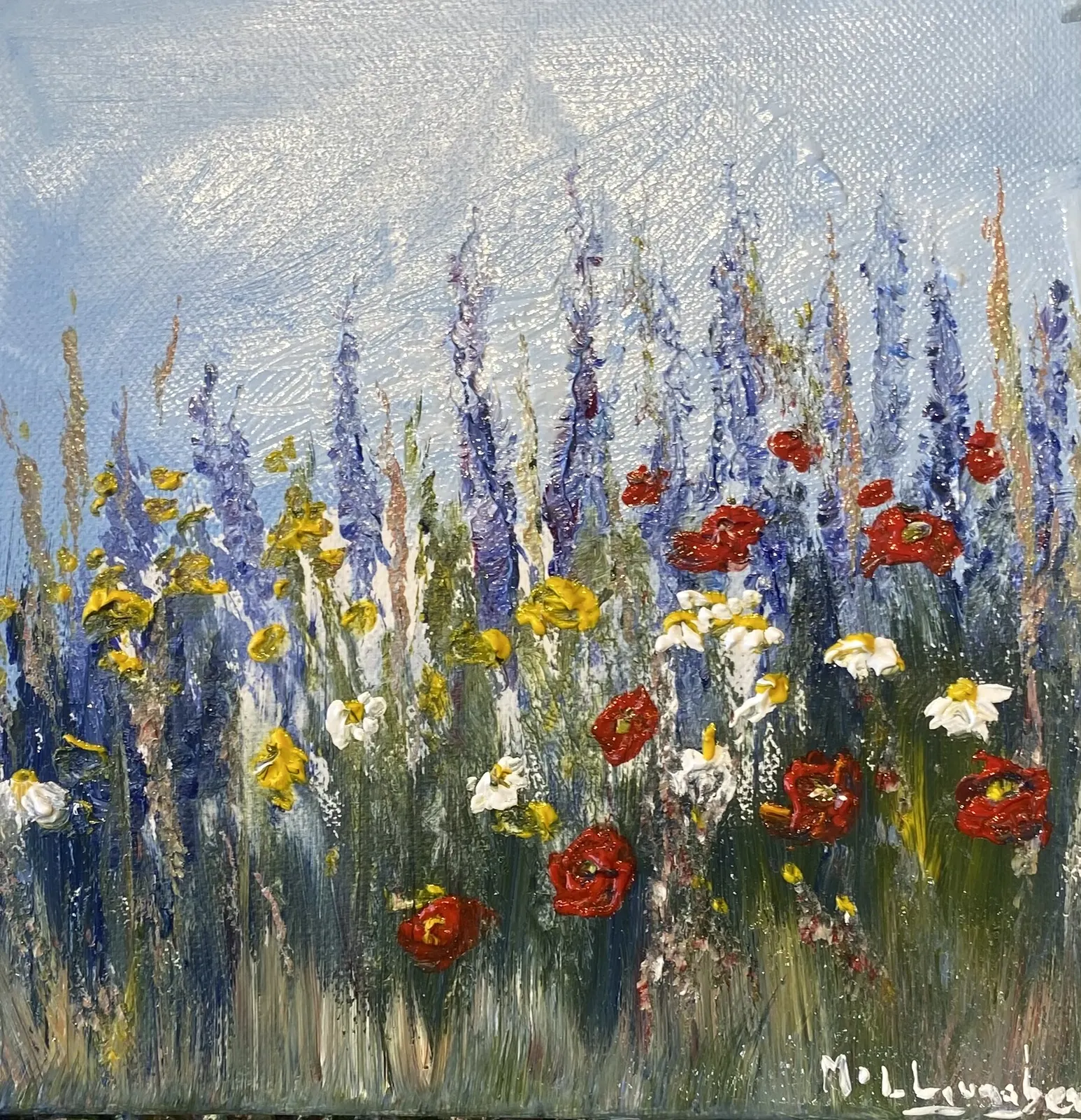 Akrylmålning Blomstertäppan av Marie-Louise Ljungberg